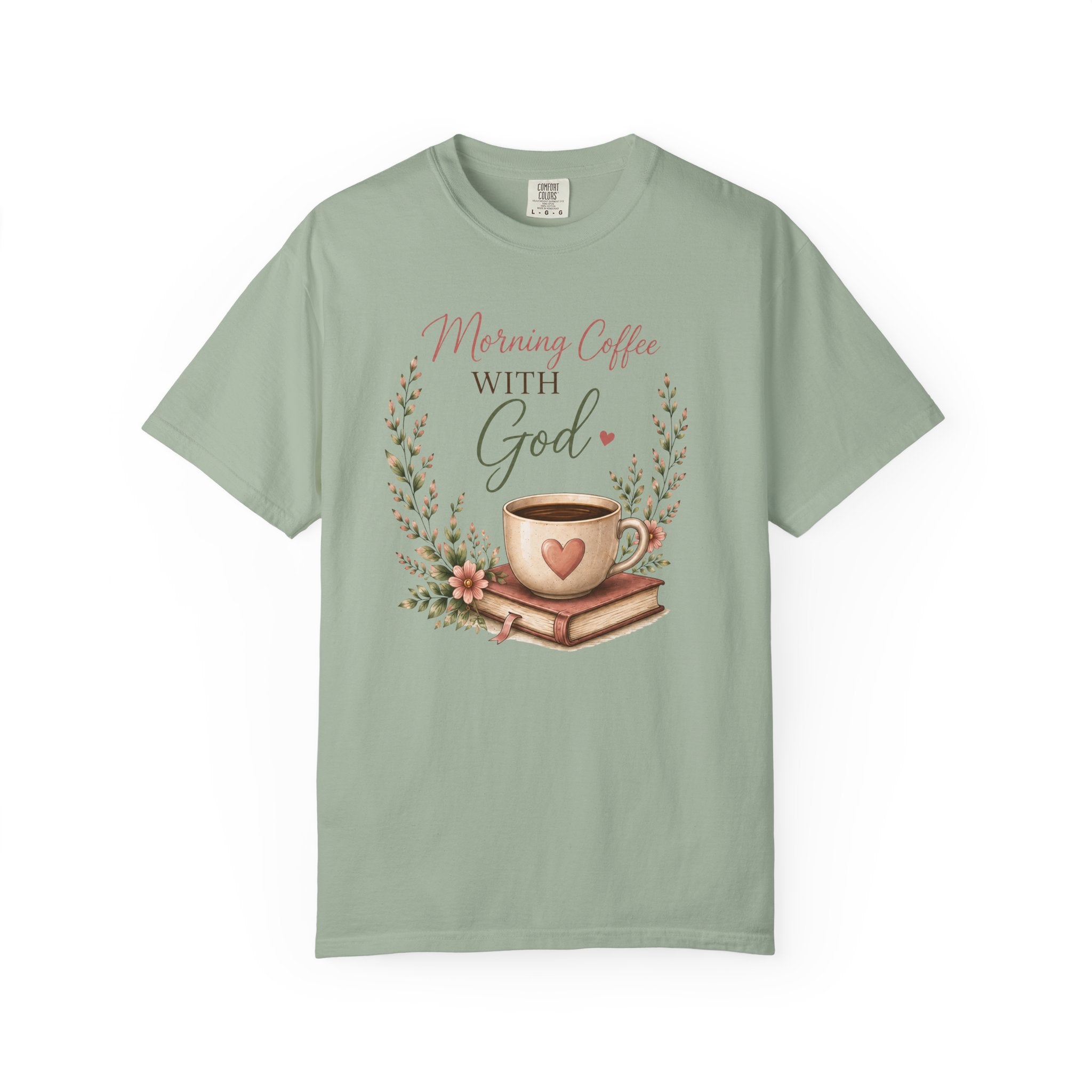 Morning Coffee with God Christian T-Shirt | Faith-Based Graphic Tee | Psalm 5:3 Inspirational Shirt | Bible Study Shirt | Christian Gift for Women