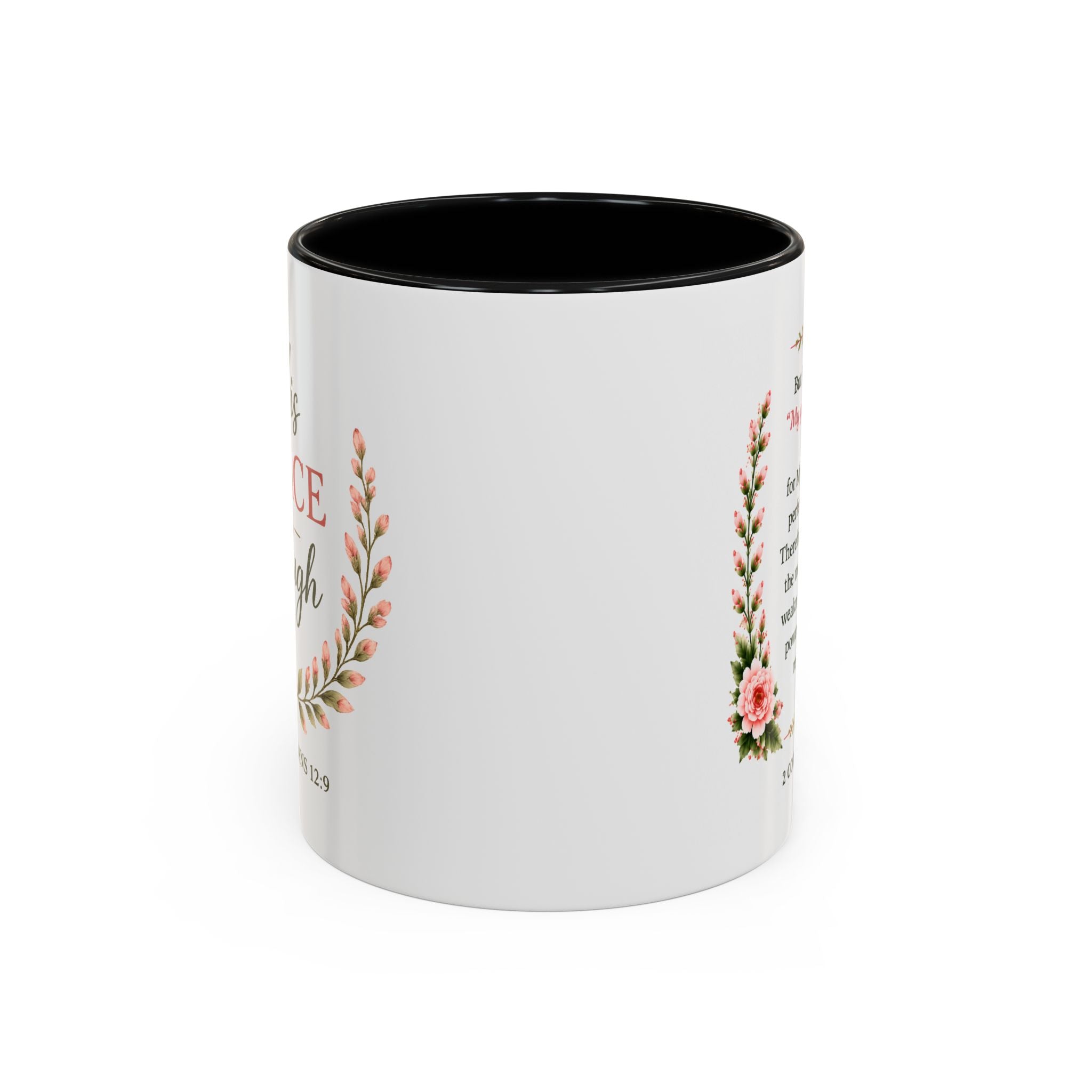 His Grace Is Enough Christian Accent Mug | 2 Corinthians 12:9 Bible Verse Coffee Mug | Faith Gift for Women | Christian Coffee Cup | Scripture Mug
