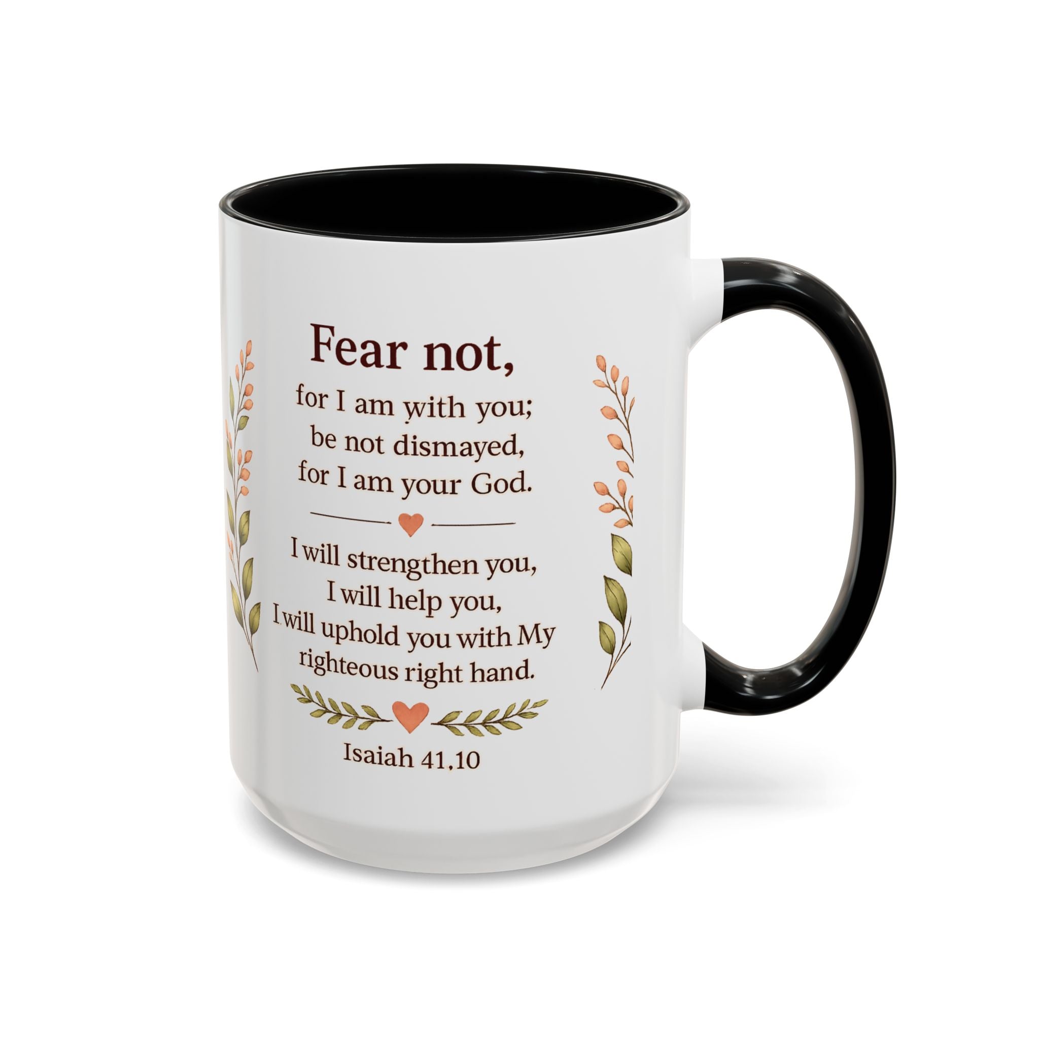 Faith Over Fear Christian Coffee Mug | Isaiah 41:10 Scripture Mug | Inspirational Bible Verse Mug | Christian Gift for Women | Prayer Coffee Cup