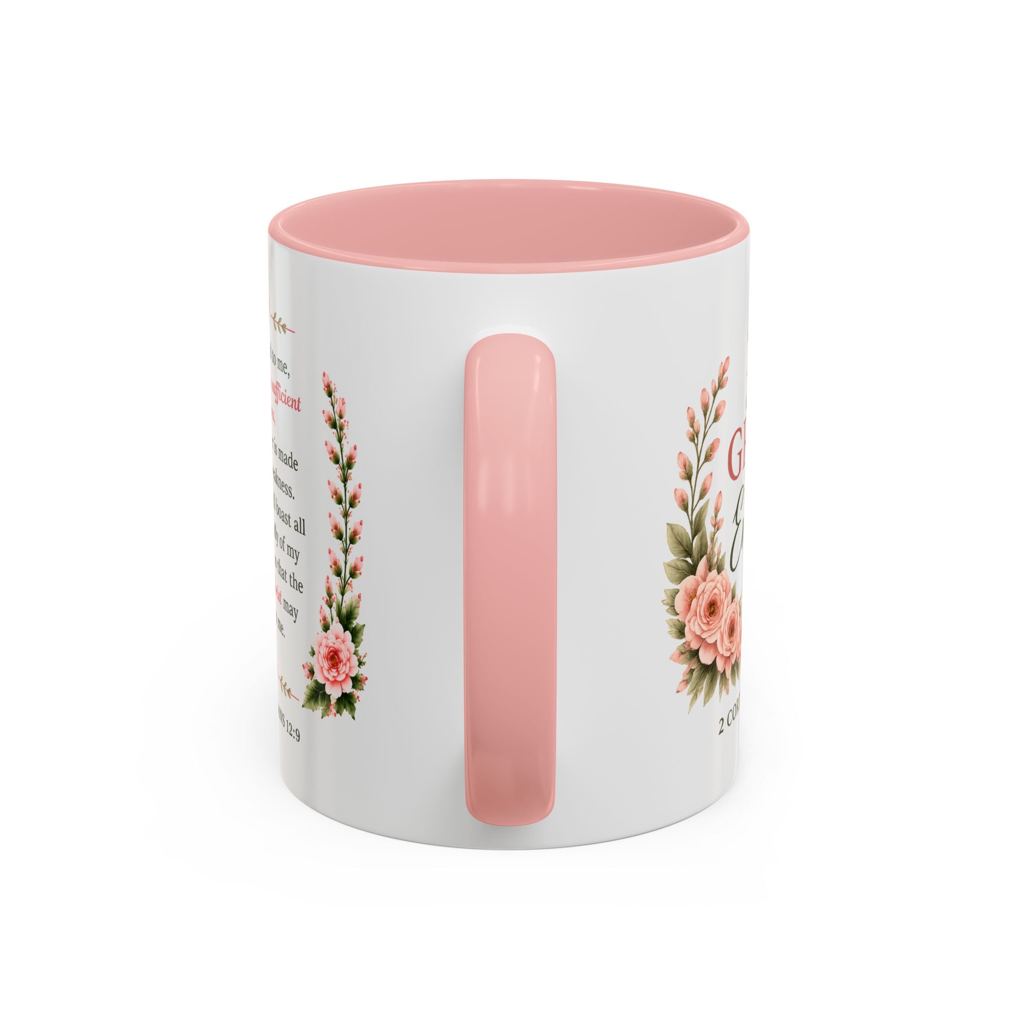 His Grace Is Enough Christian Accent Mug | 2 Corinthians 12:9 Bible Verse Coffee Mug | Faith Gift for Women | Christian Coffee Cup | Scripture Mug