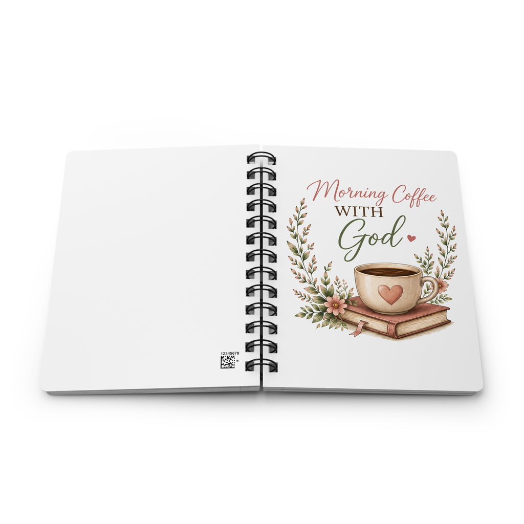 Morning Coffee with God Spiral Notebook | Christian Journal | Psalm 5:3 Bible Verse Notebook | Bible Study Notebook | Faith Gift for Women