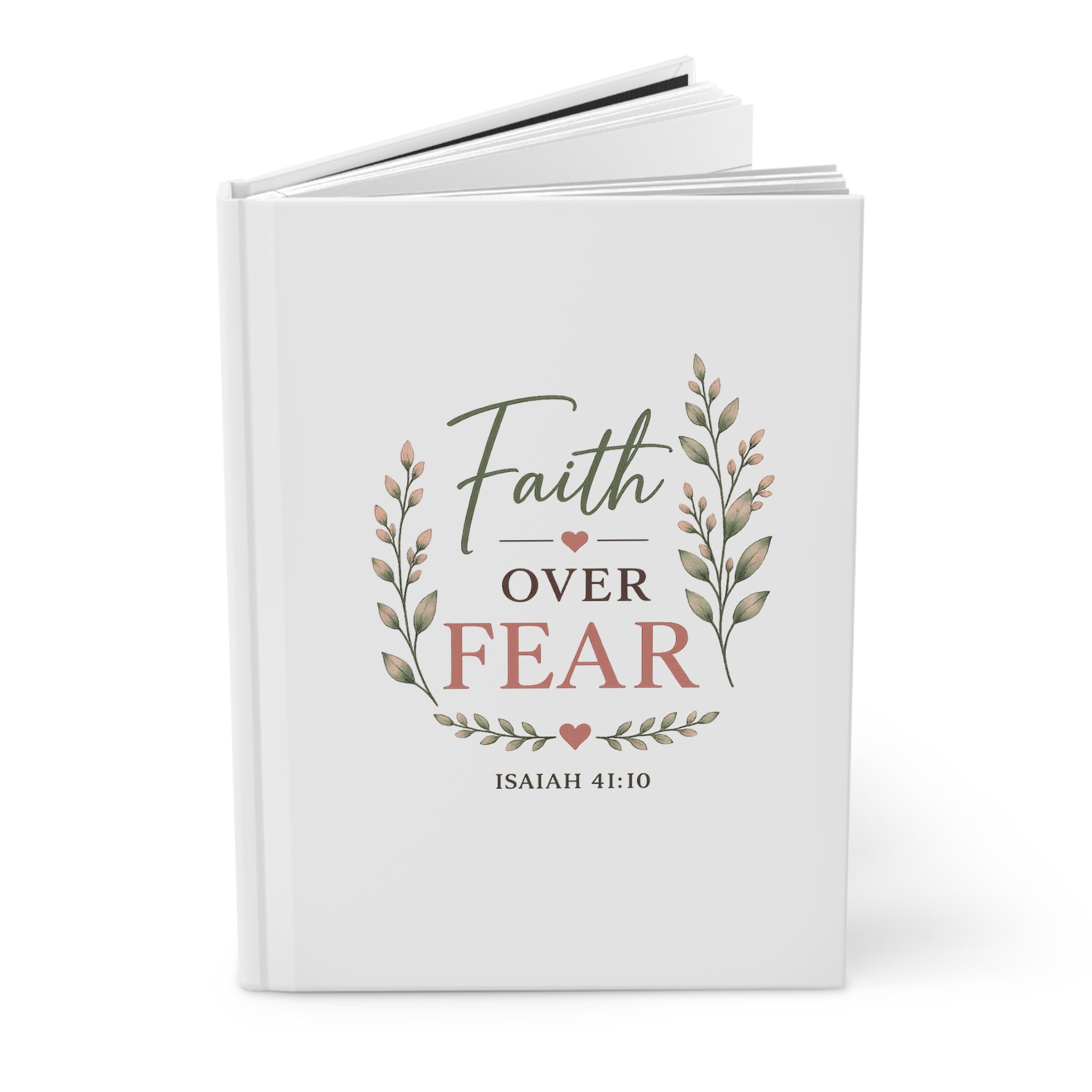 Faith Over Fear Hardcover Journal | Isaiah 41:10 Christian Prayer Journal | Bible Study Notebook | Inspirational Faith Gift for Women