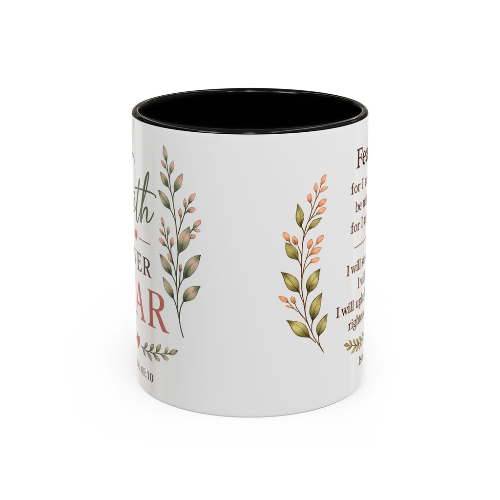 Faith Over Fear Christian Coffee Mug | Isaiah 41:10 Scripture Mug | Inspirational Bible Verse Mug | Christian Gift for Women | Prayer Coffee Cup