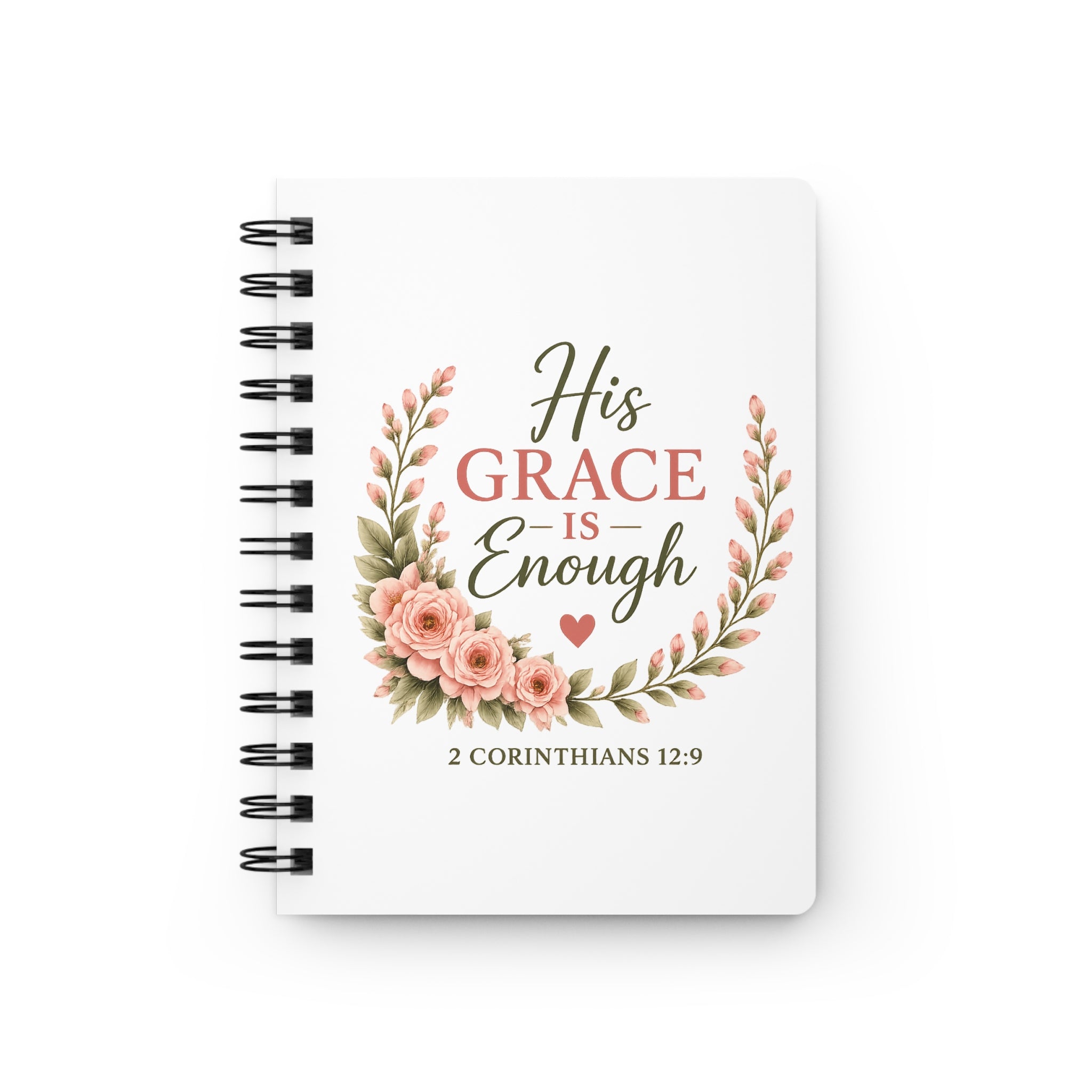 His Grace Is Enough Christian Spiral Notebook | 2 Corinthians 12:9 Prayer Journal | Bible Study Notebook | Faith Journal for Women | Christian Gift