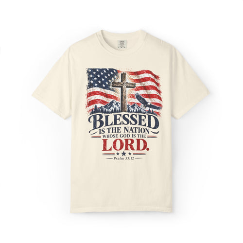 Blessed Is the Nation – Psalm 33:12 Patriotic Christian T-Shirt