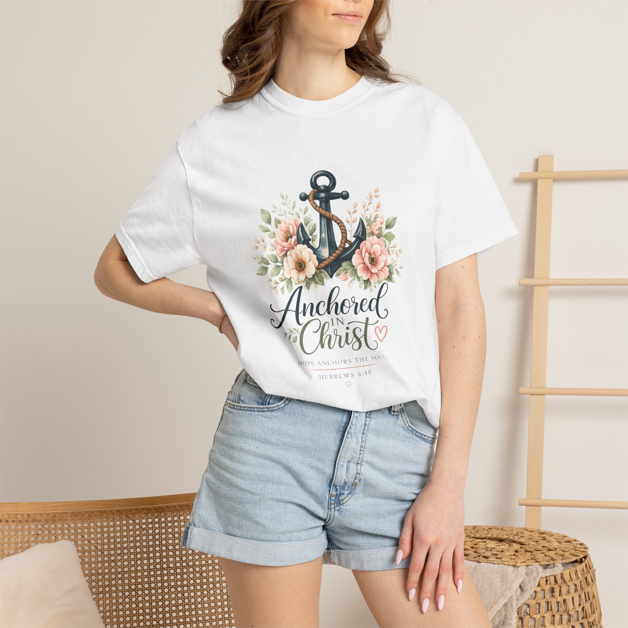 Anchored in Christ Comfort Colors® 1717 Christian T-Shirt | Hebrews 6:19