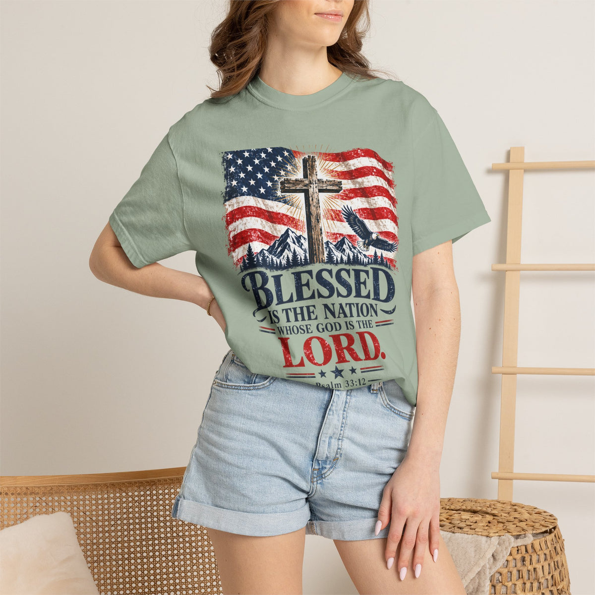 Blessed Is the Nation – Psalm 33:12 Patriotic Christian T-Shirt