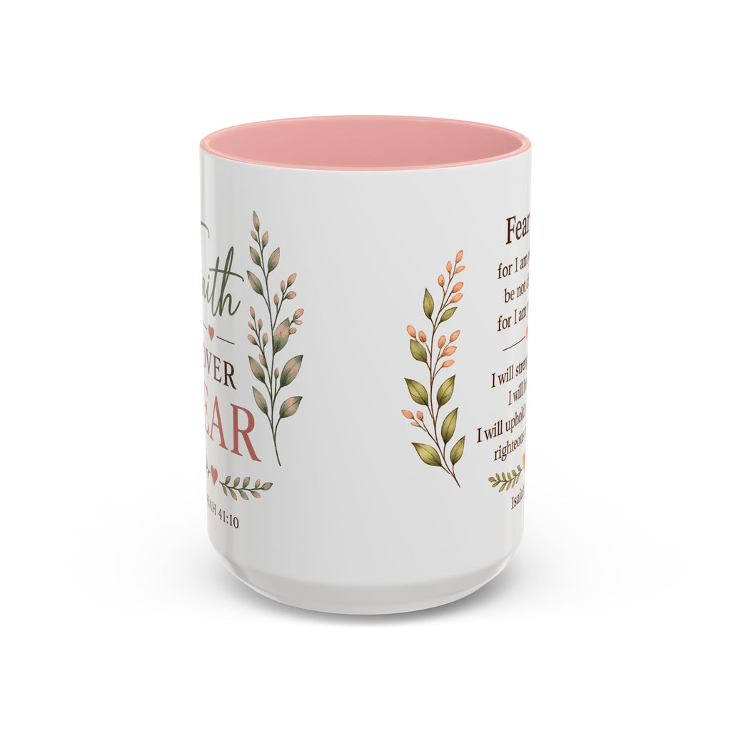 Faith Over Fear Christian Coffee Mug | Isaiah 41:10 Scripture Mug | Inspirational Bible Verse Mug | Christian Gift for Women | Prayer Coffee Cup