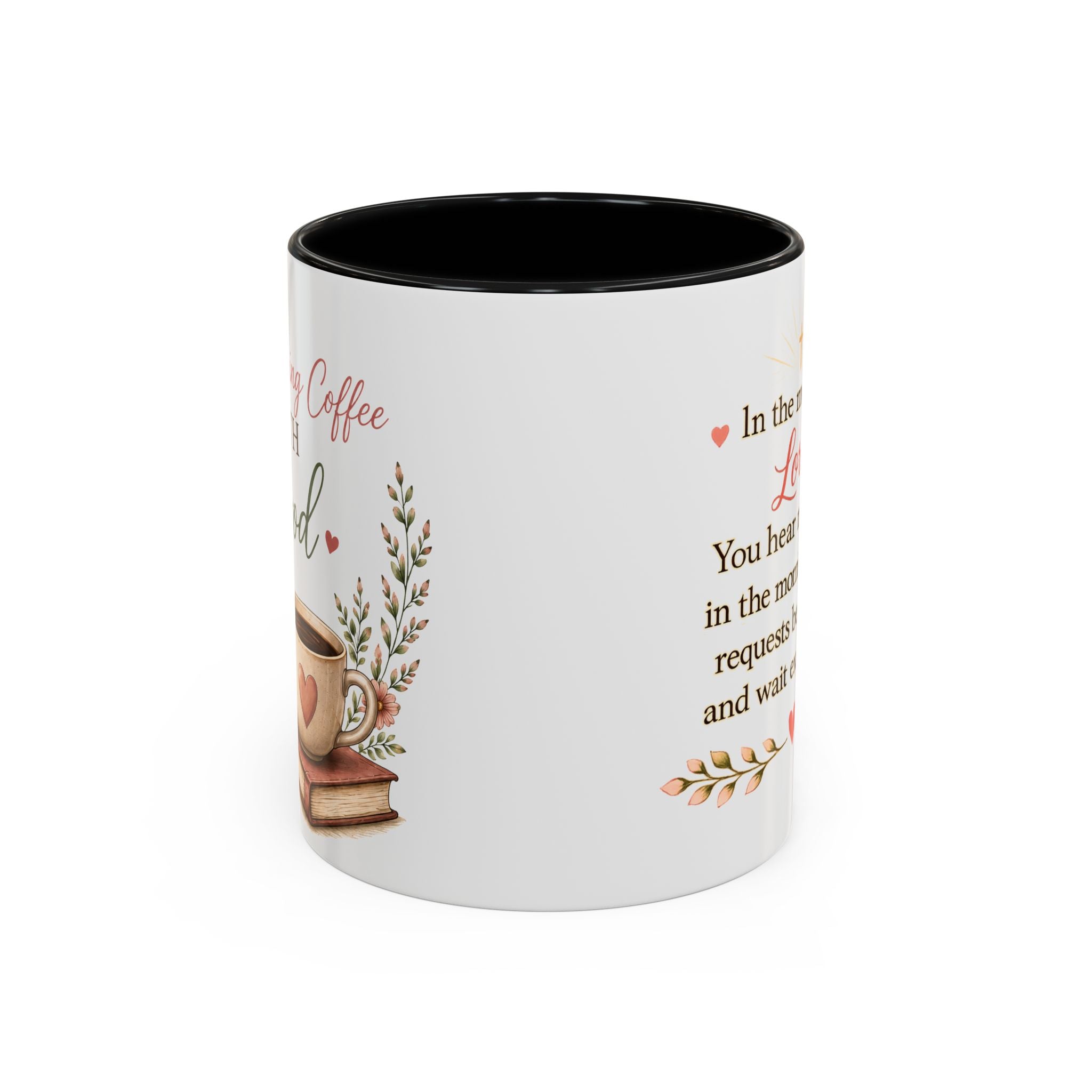 Morning Coffee with God Christian Mug | Psalm 5:3 Bible Verse Coffee Cup | Faith-Based Gift for Women | Christian Devotional Mug
