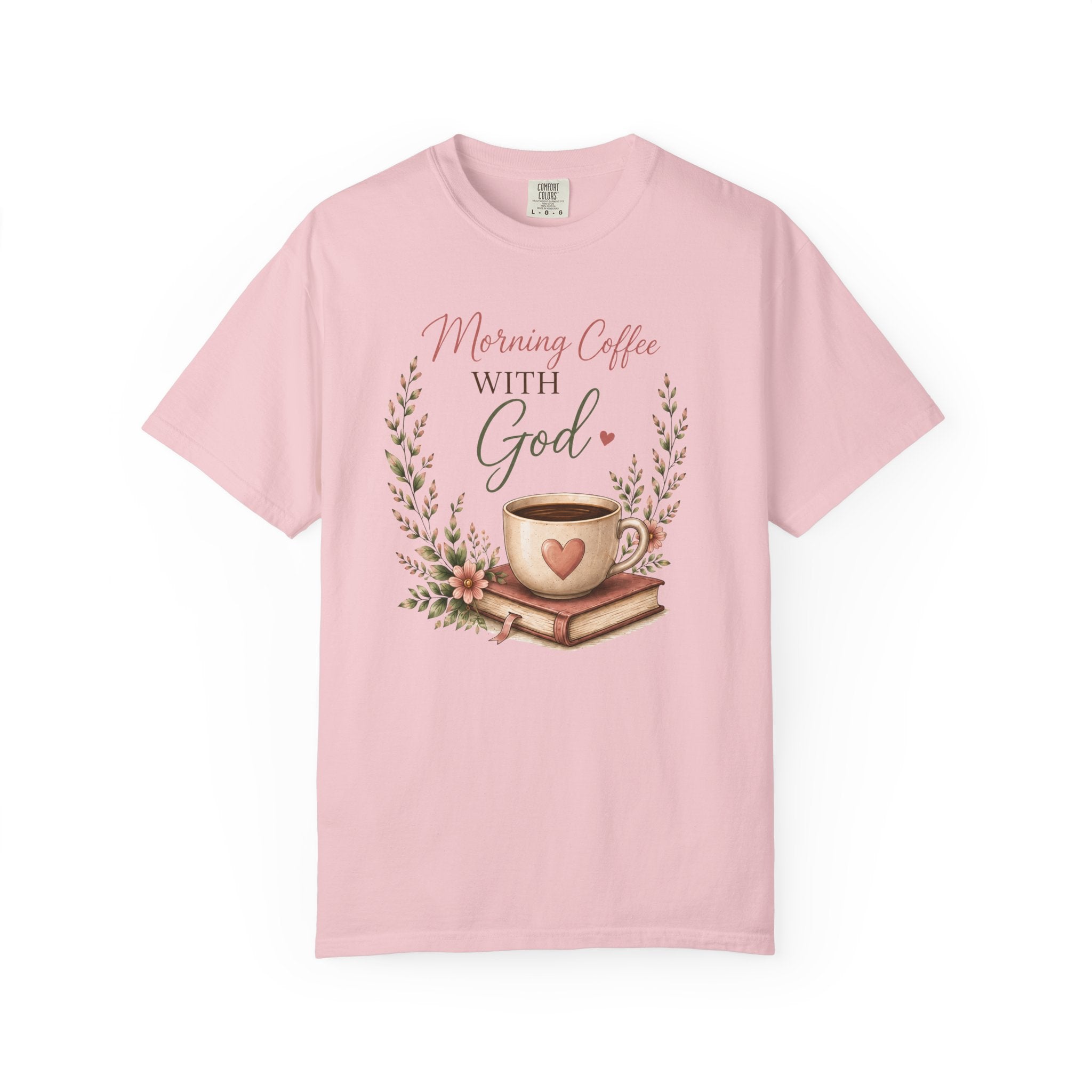 Morning Coffee with God Christian T-Shirt | Faith-Based Graphic Tee | Psalm 5:3 Inspirational Shirt | Bible Study Shirt | Christian Gift for Women