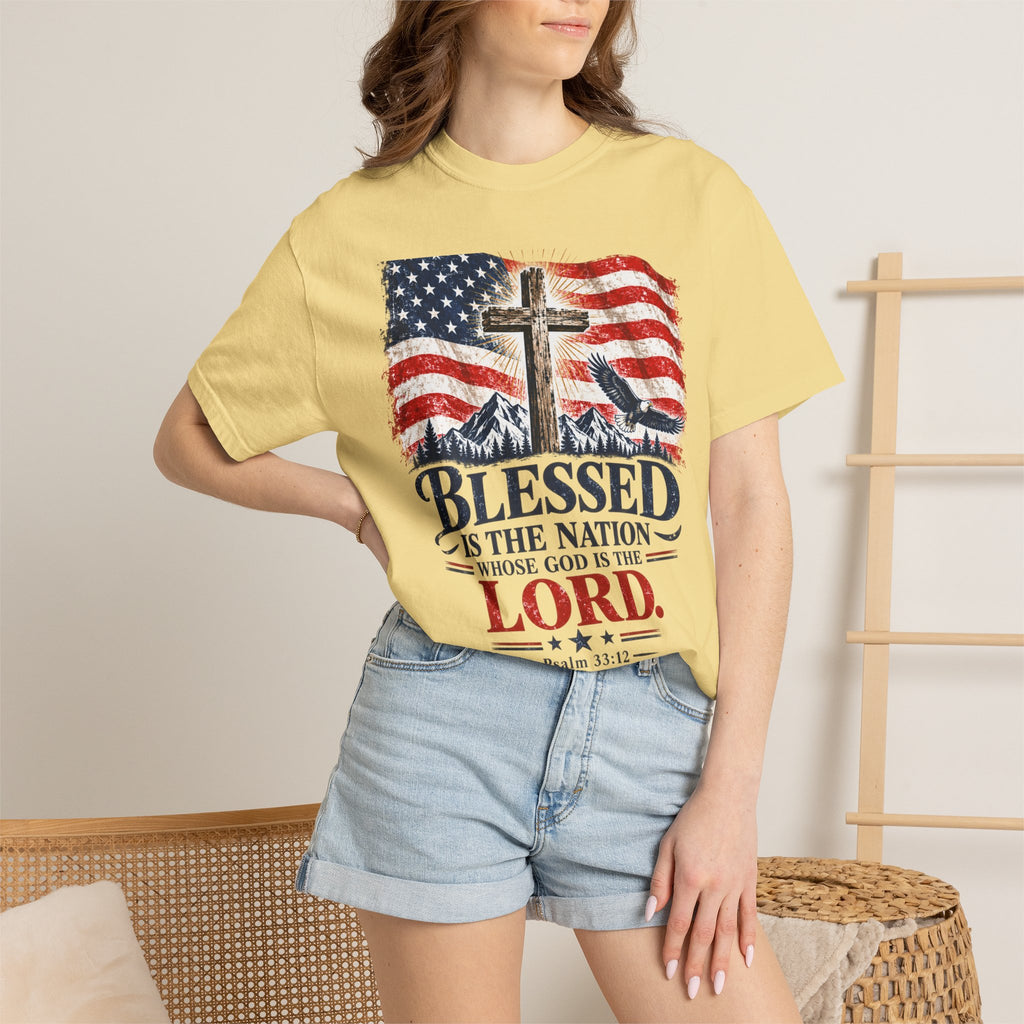 Blessed Is the Nation – Psalm 33:12 Patriotic Christian T-Shirt