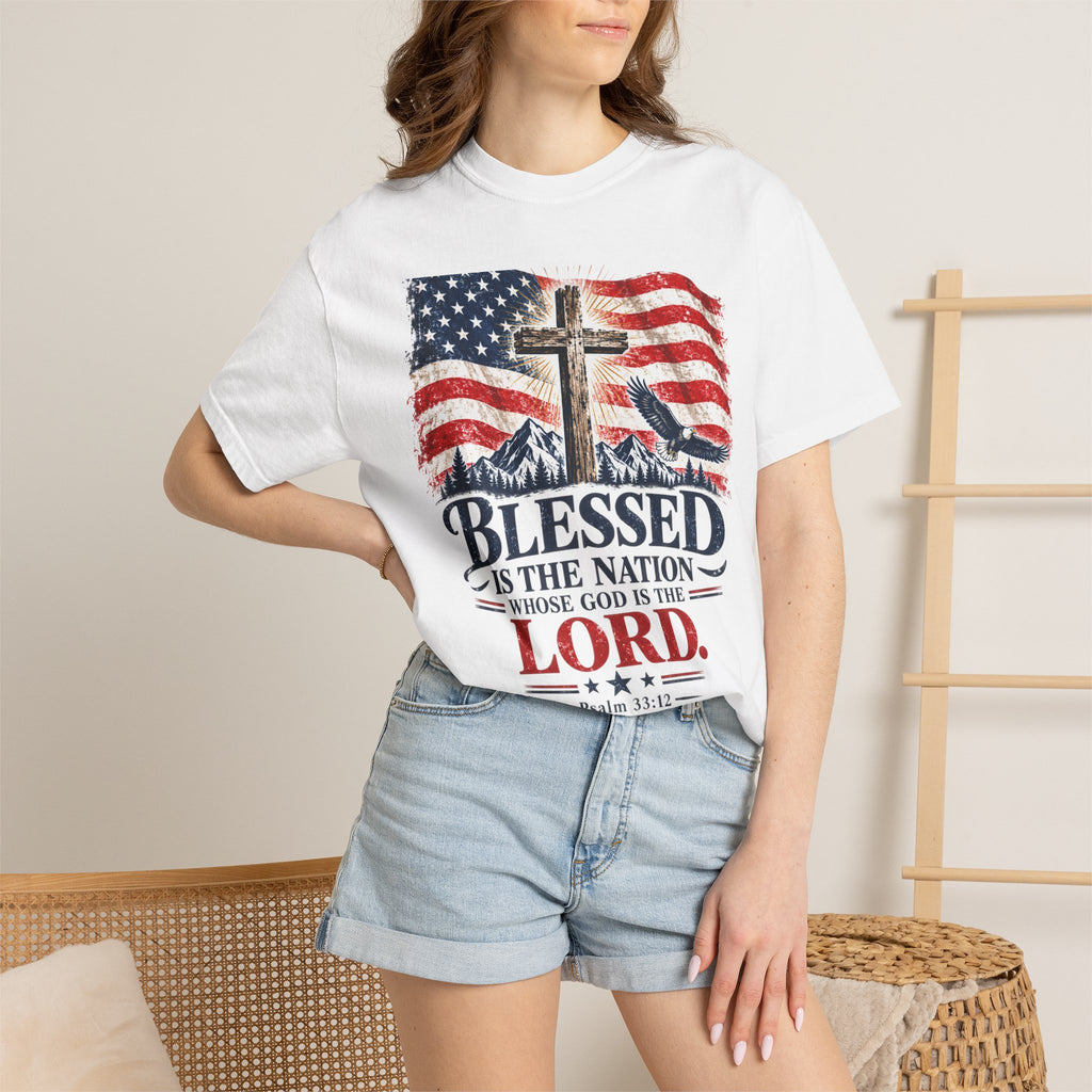 Blessed Is the Nation – Psalm 33:12 Patriotic Christian T-Shirt
