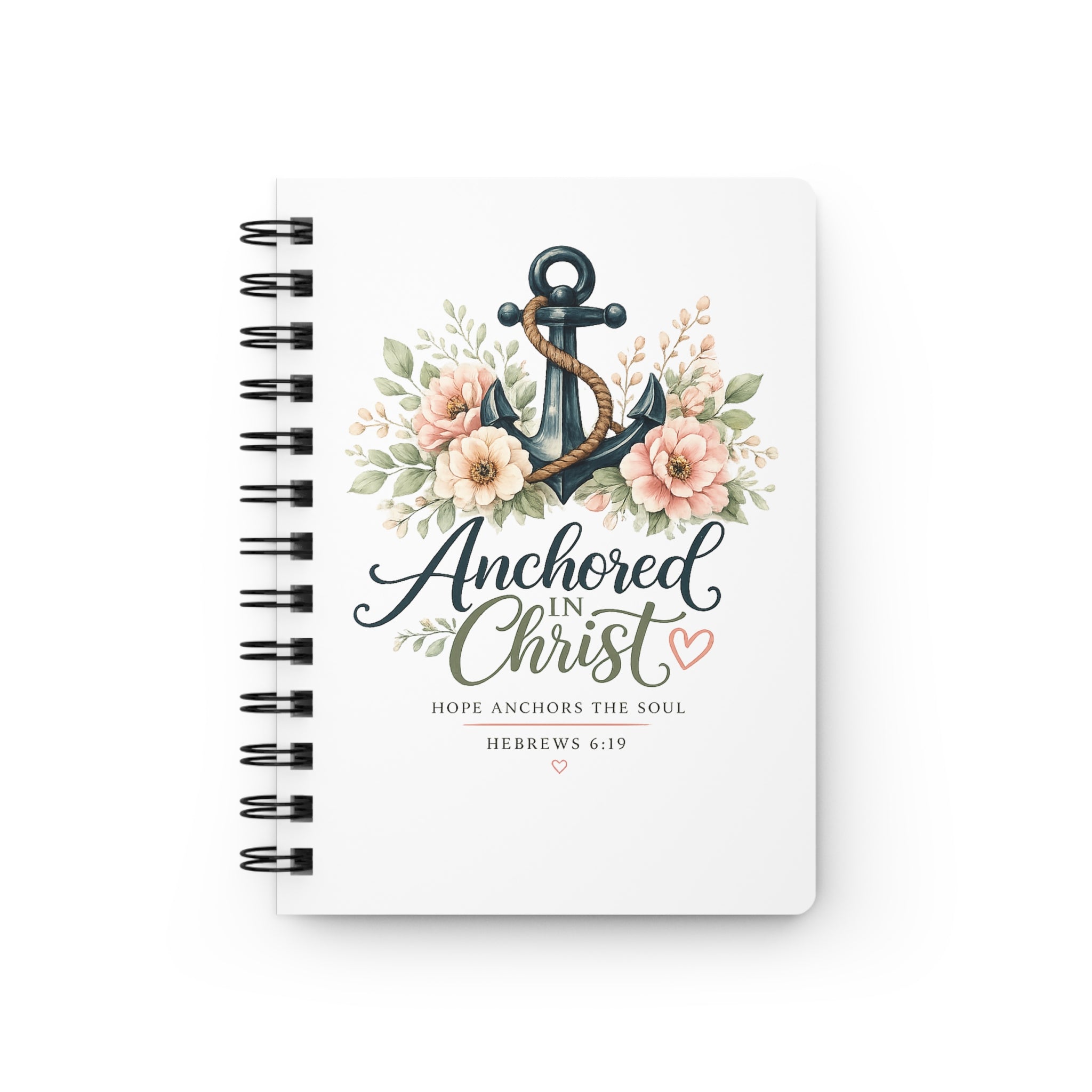 Anchored in Christ Christian Spiral Notebook | Hebrews 6:19 Faith Journal | Bible Study Notebook | Prayer Journal | Christian Gift for Women