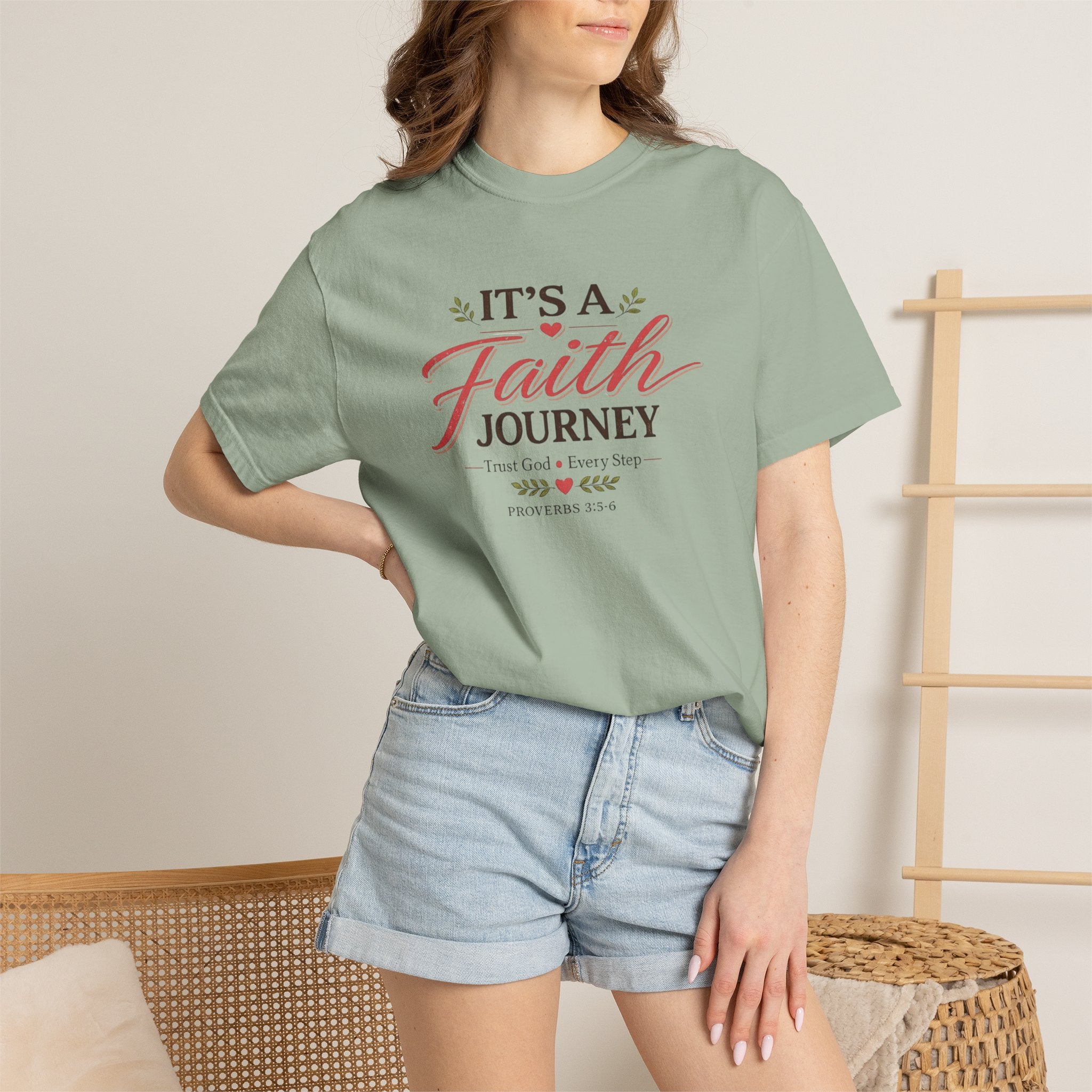 It's a Faith Journey Christian T-Shirt | Proverbs 3:5–6 | Comfort Colors Inspirational Graphic Tee