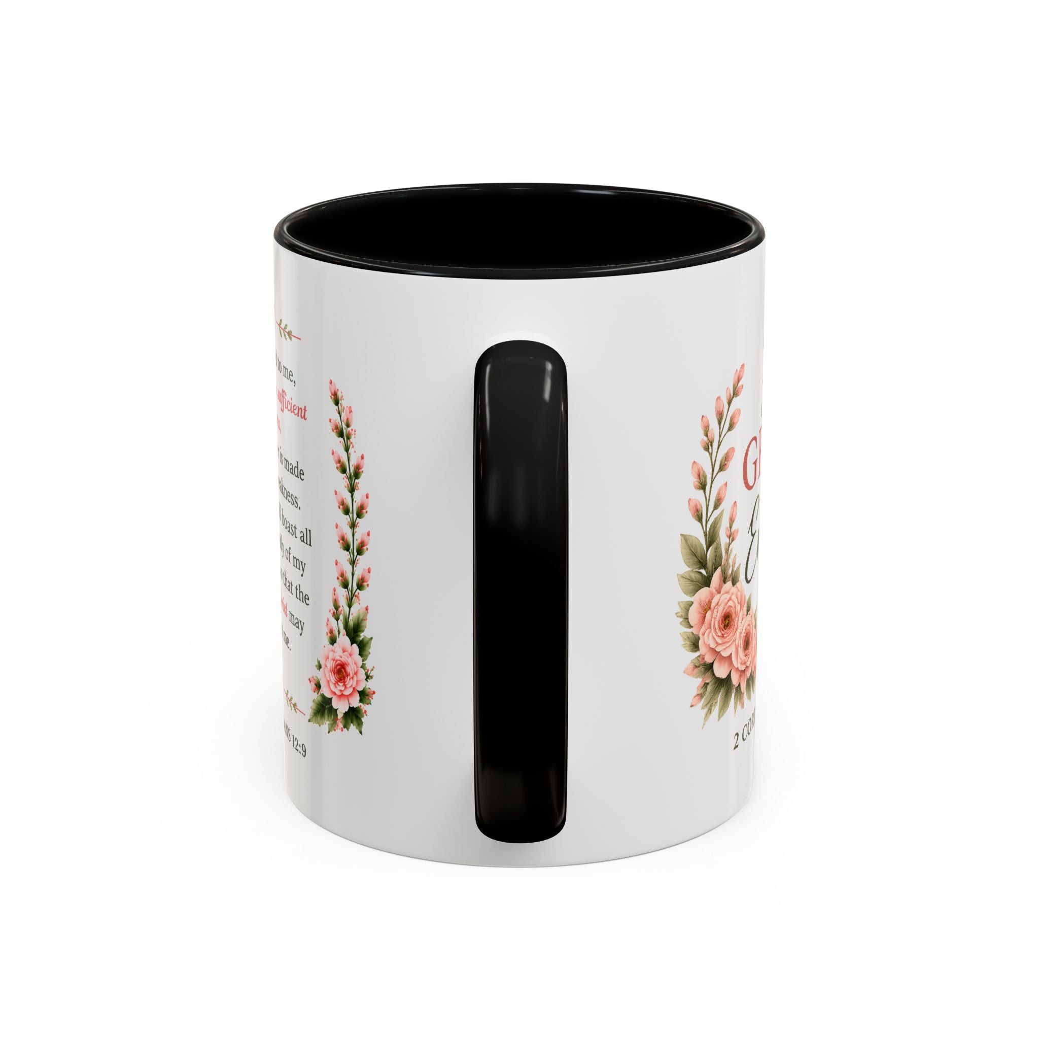 His Grace Is Enough Christian Accent Mug | 2 Corinthians 12:9 Bible Verse Coffee Mug | Faith Gift for Women | Christian Coffee Cup | Scripture Mug