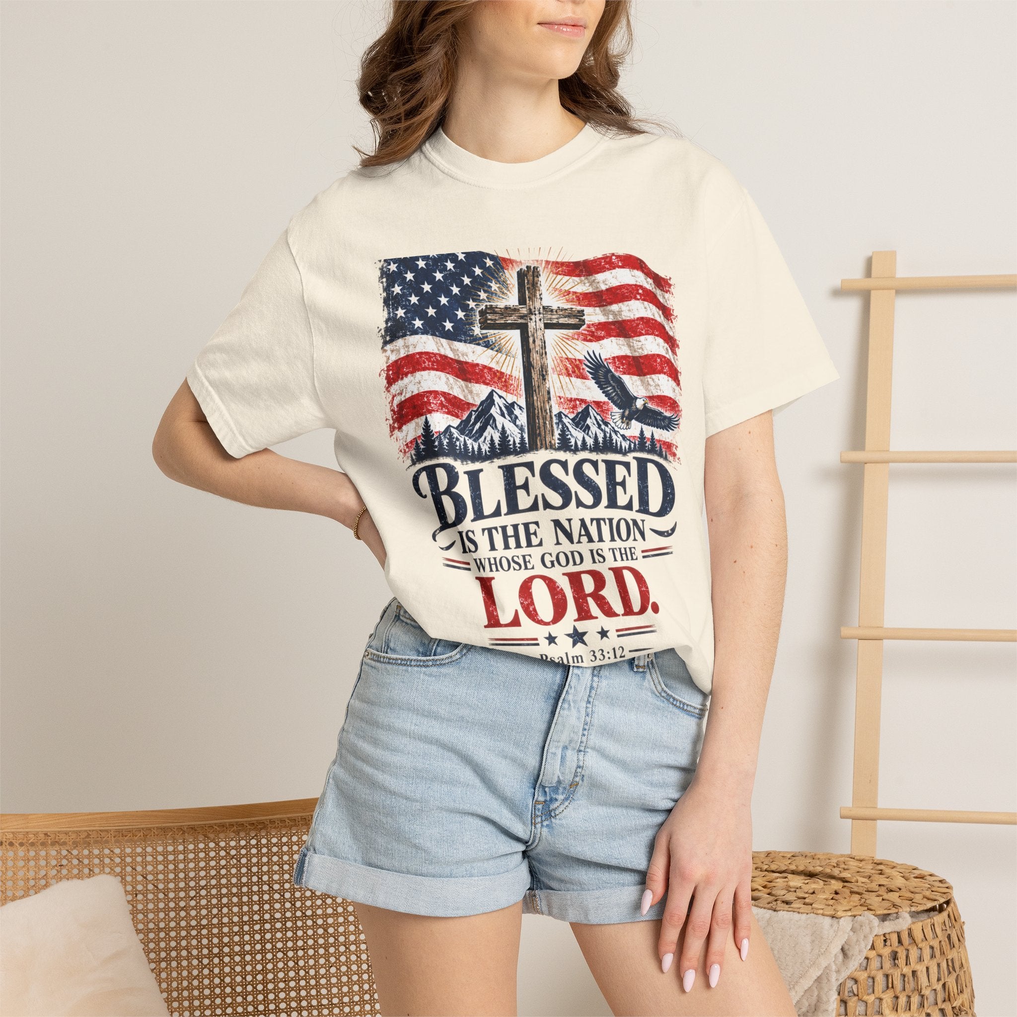 Blessed Is the Nation – Psalm 33:12 Patriotic Christian T-Shirt