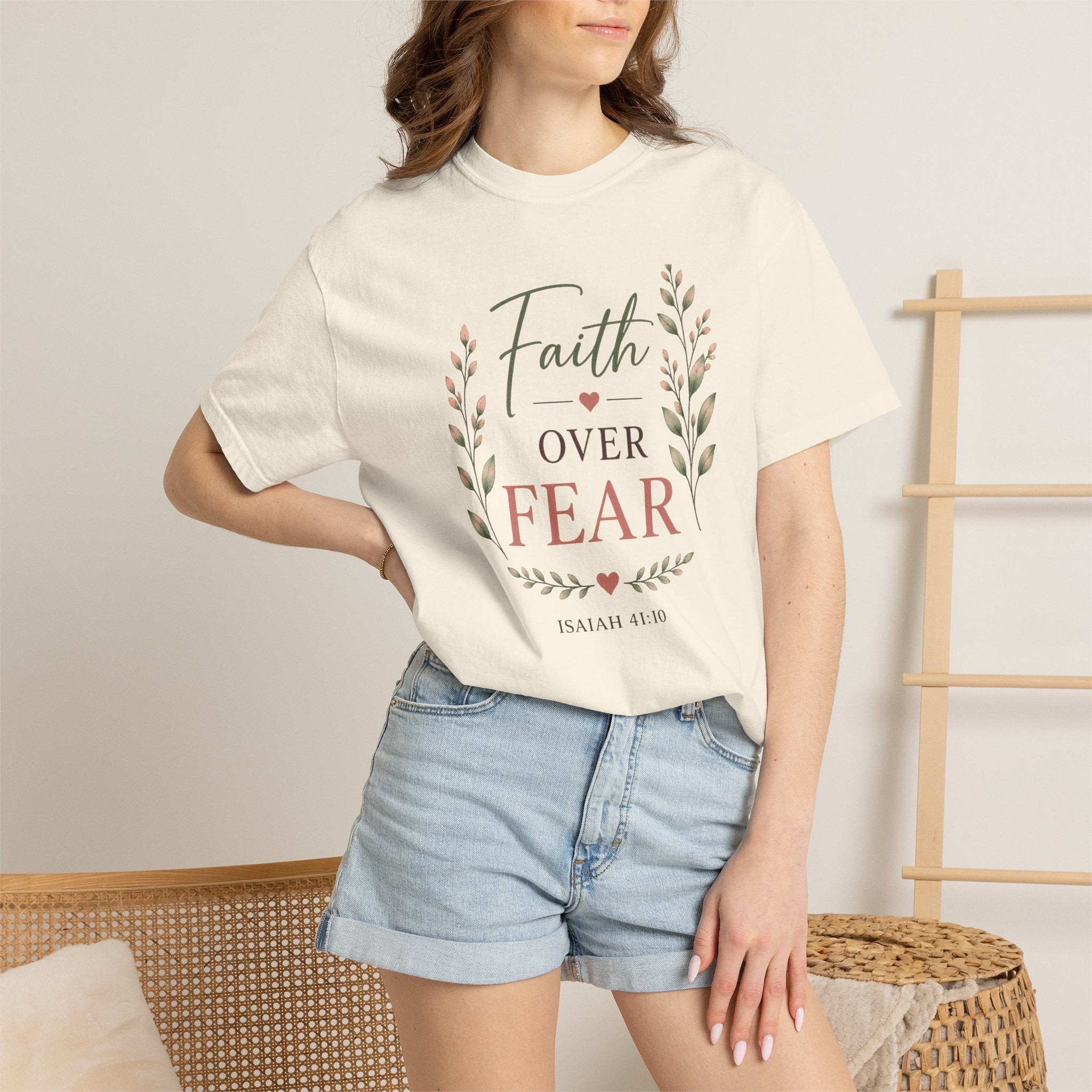Faith Over Fear Comfort Colors® 1717 Christian T-Shirt | Isaiah 41:10