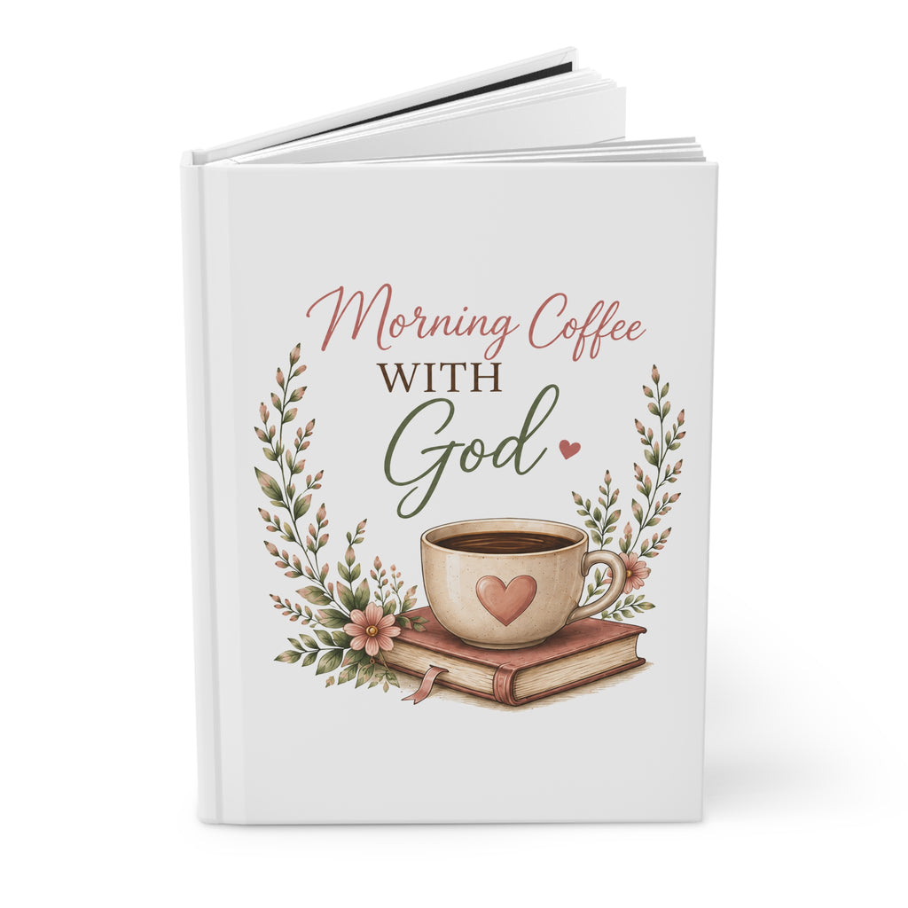 Morning Coffee with God Hardcover Journal | Christian Prayer Journal | Psalm 5:3 Faith Journal | Bible Study Notebook | Christian Gift for Women