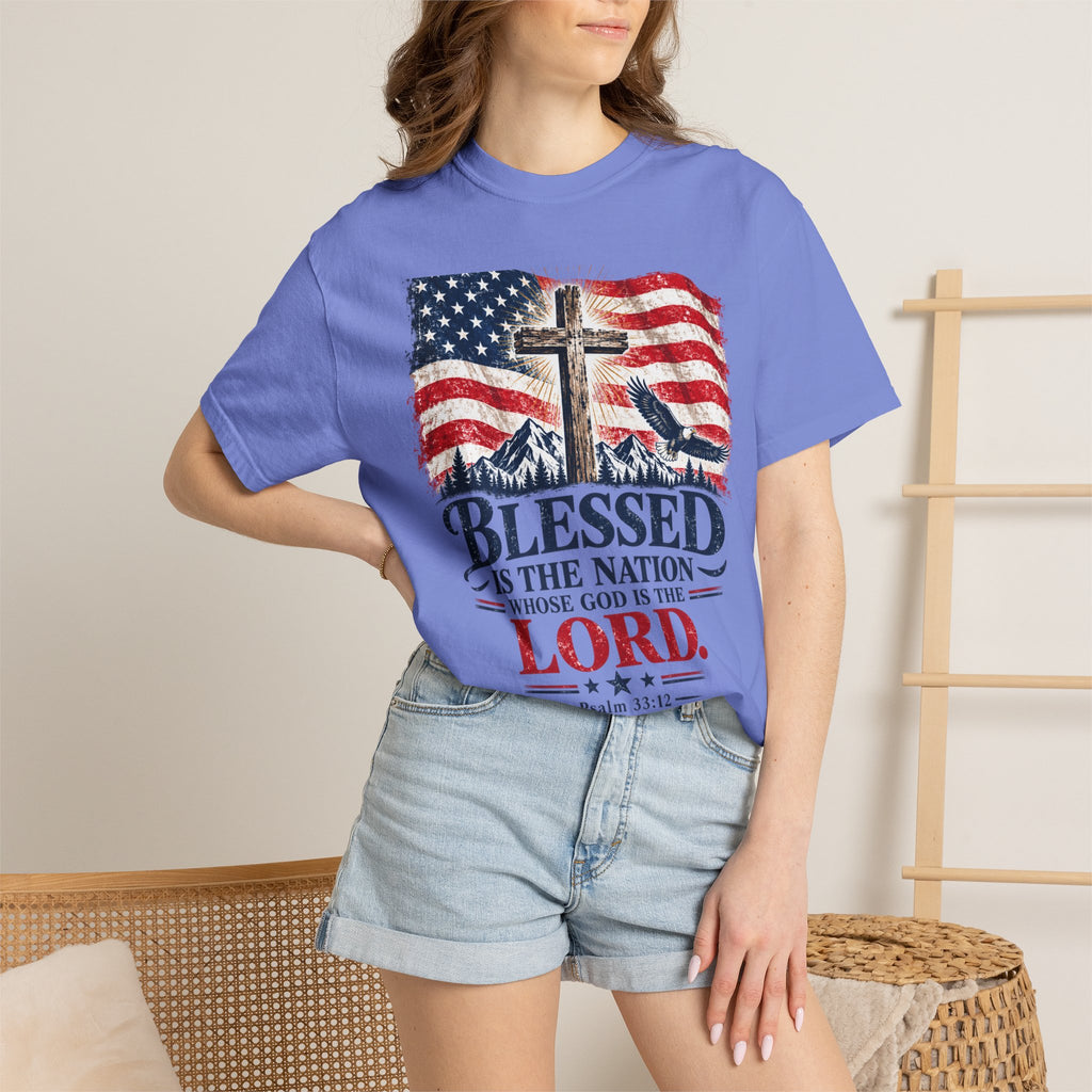 Blessed Is the Nation – Psalm 33:12 Patriotic Christian T-Shirt