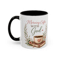 Morning Coffee with God Christian Mug | Psalm 5:3 Bible Verse Coffee Cup | Faith-Based Gift for Women | Christian Devotional Mug