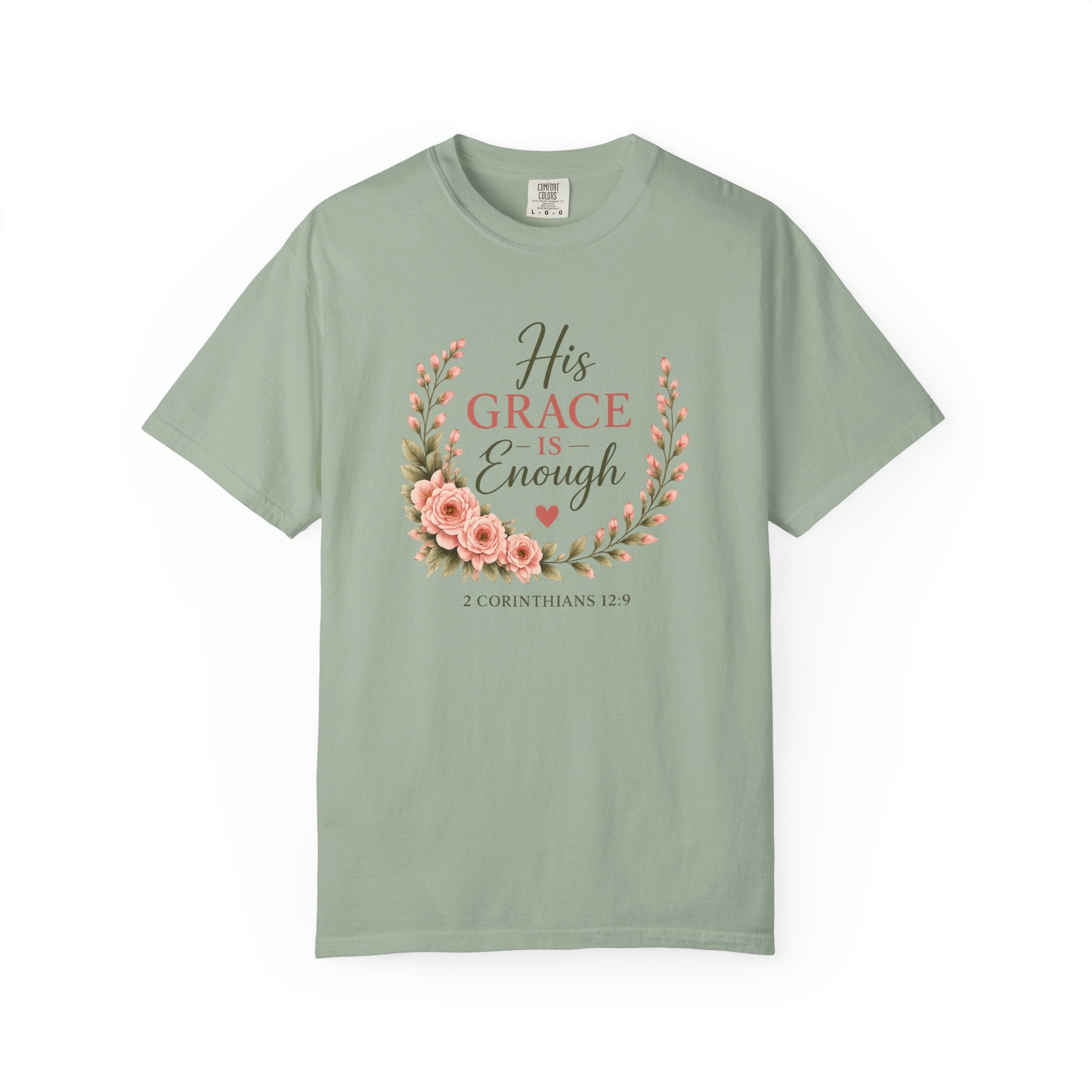 His Grace Is Enough Christian T-Shirt | 2 Corinthians 12:9 | Faith-Based Floral Shirt | Inspirational Bible Verse Tee | Christian Gift for Women