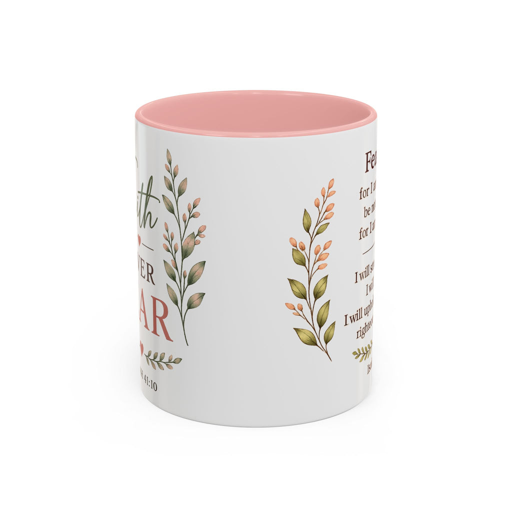 Faith Over Fear Christian Coffee Mug | Isaiah 41:10 Scripture Mug | Inspirational Bible Verse Mug | Christian Gift for Women | Prayer Coffee Cup