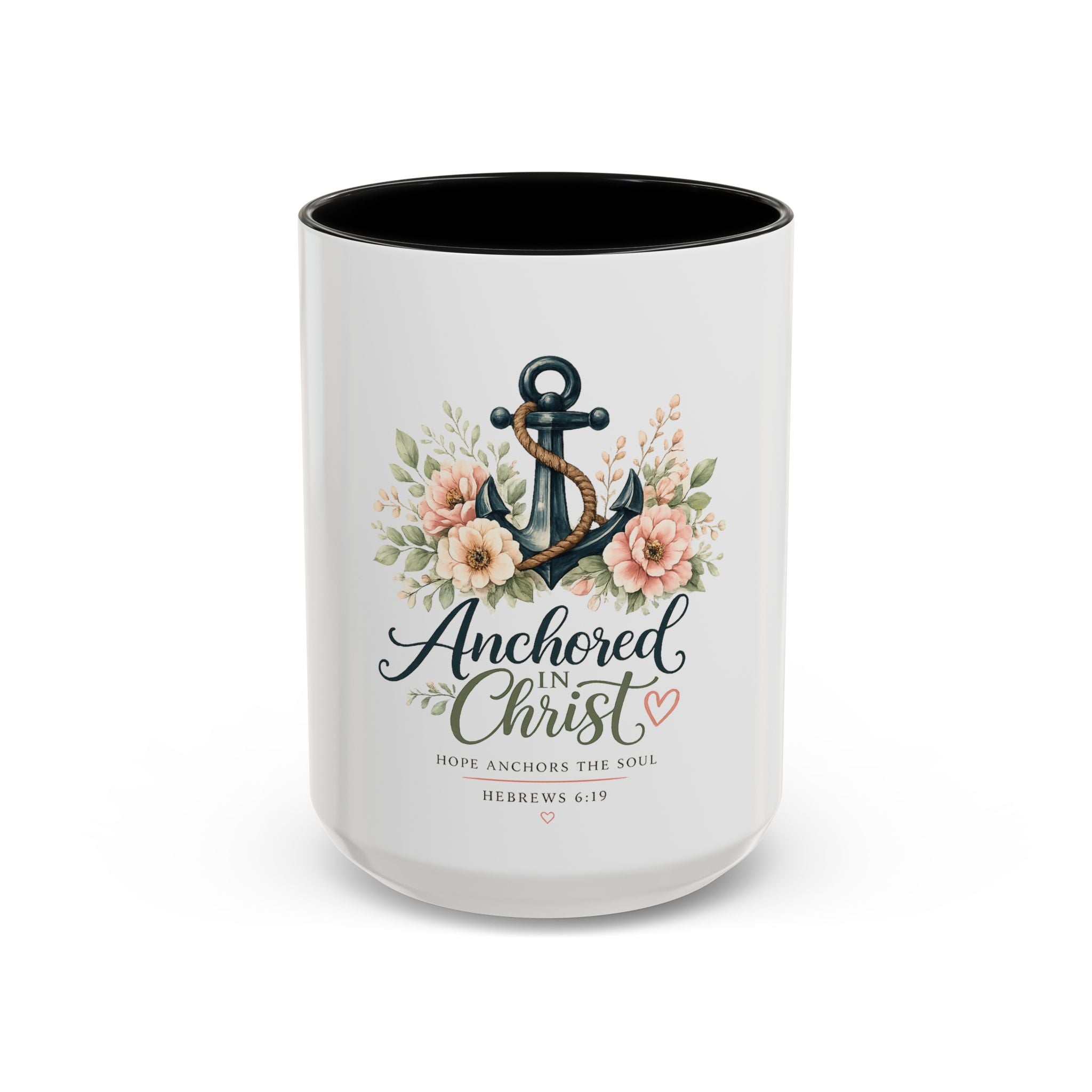 Anchored in Christ Christian Accent Coffee Mug | Hebrews 6:19 Bible Verse Mug | Faith-Based Coffee Cup | Christian Gift for Women & Men | 11oz & 15oz
