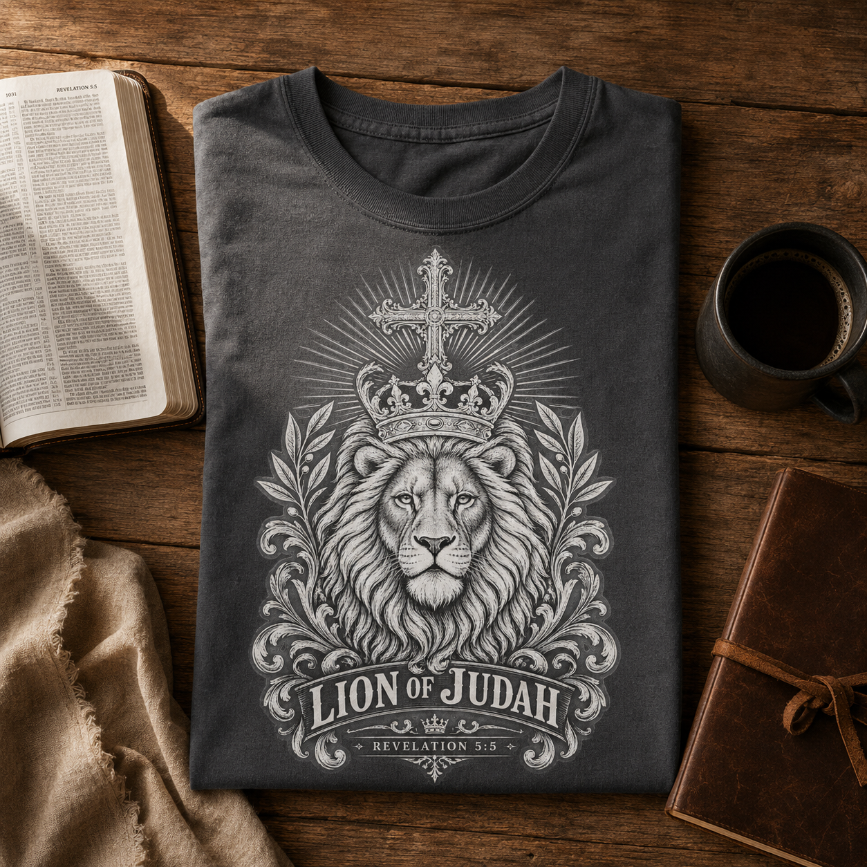 Lion of Judah Comfort Colors® 1717 Christian T-Shirt | Revelation 5:5 Vintage Faith Shirt
