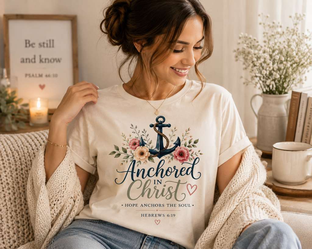 Anchored in Christ Comfort Colors® 1717 Christian T-Shirt | Hebrews 6:19