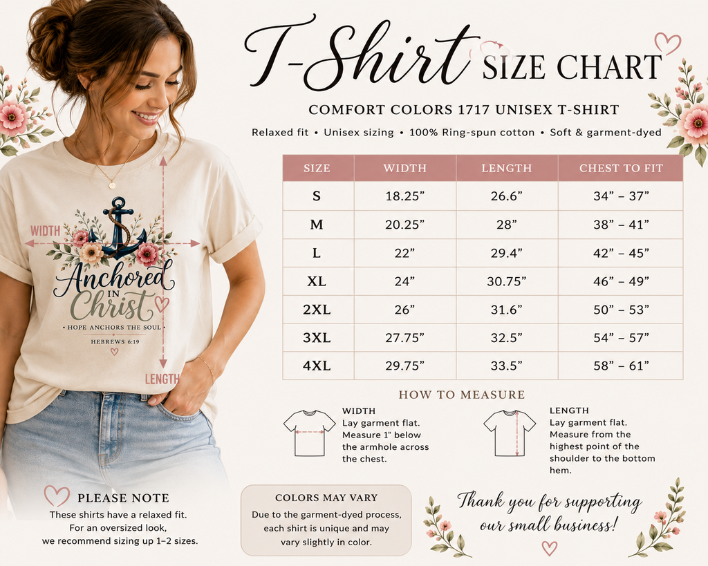Anchored in Christ Comfort Colors® 1717 Christian T-Shirt | Hebrews 6:19