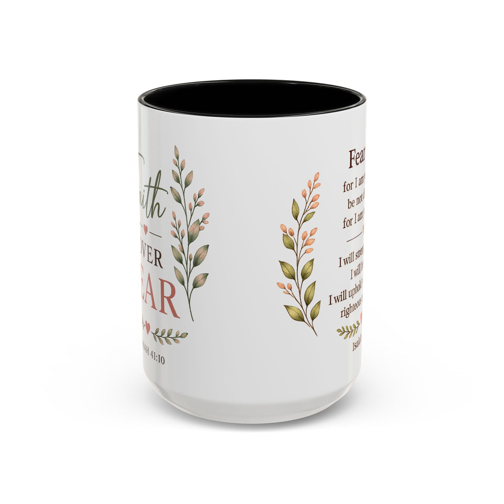 Faith Over Fear Christian Coffee Mug | Isaiah 41:10 Scripture Mug | Inspirational Bible Verse Mug | Christian Gift for Women | Prayer Coffee Cup