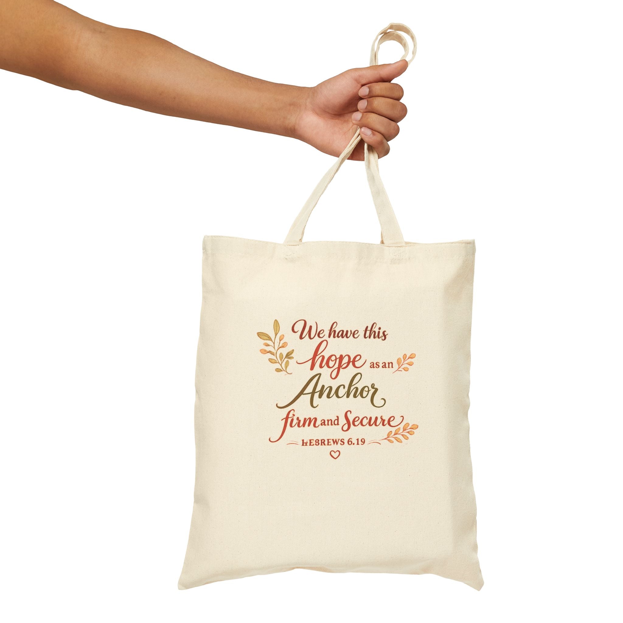 Anchored in Christ Christian Tote Bag | Hebrews 6:19 Scripture Tote | Floral Bible Bag | Reusable Faith Tote | Christian Gift for Women