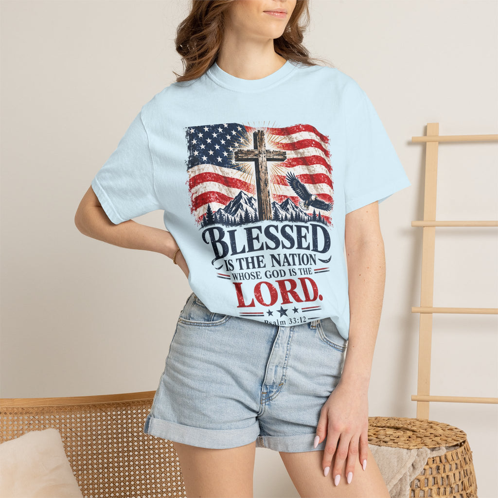 Blessed Is the Nation – Psalm 33:12 Patriotic Christian T-Shirt