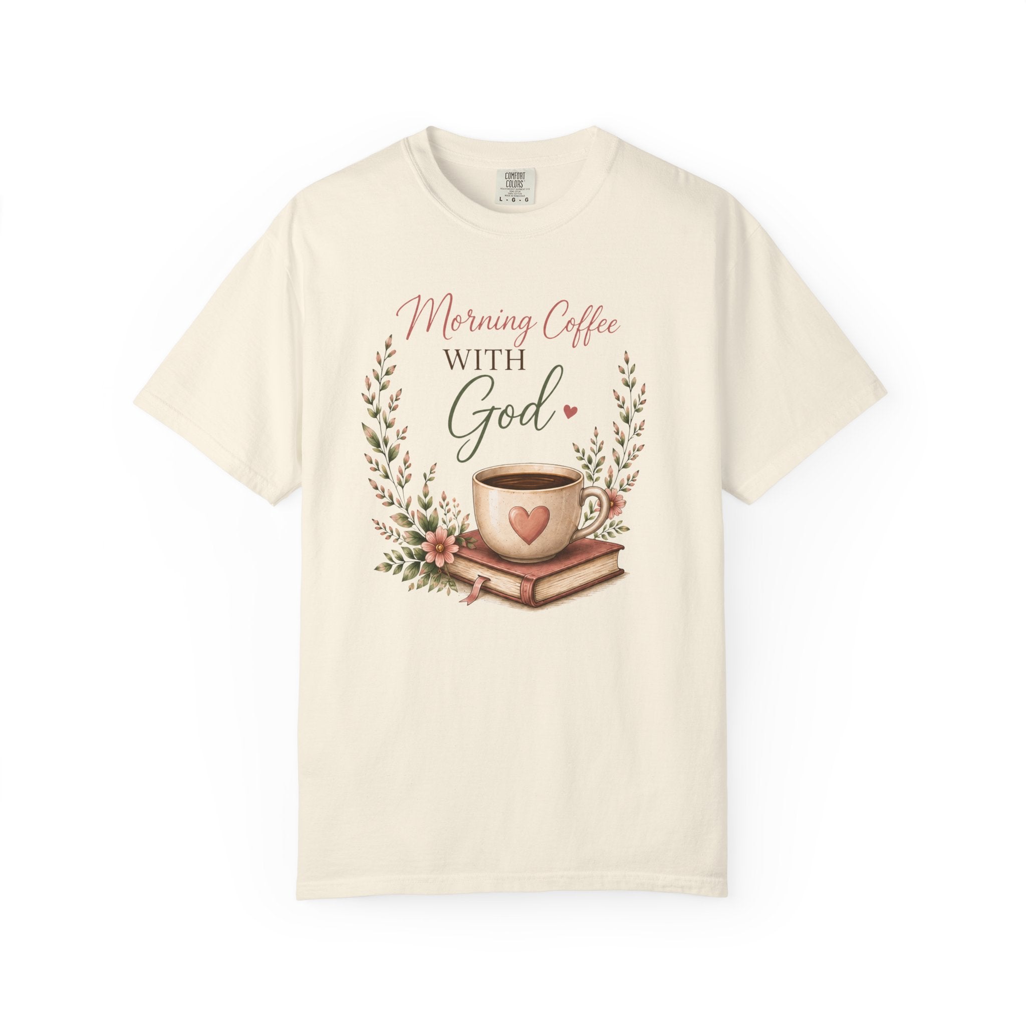Morning Coffee with God Christian T-Shirt | Faith-Based Graphic Tee | Psalm 5:3 Inspirational Shirt | Bible Study Shirt | Christian Gift for Women