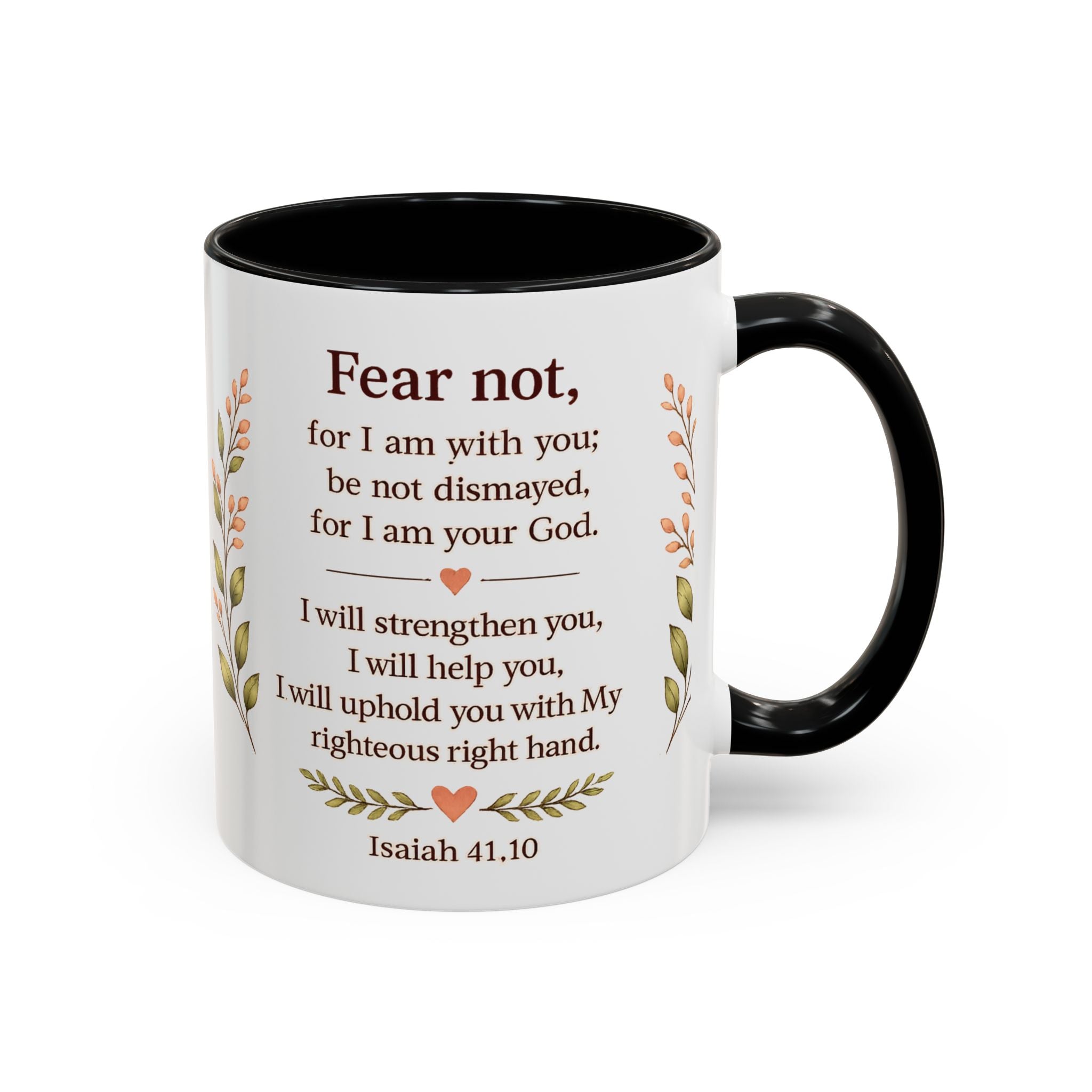 Faith Over Fear Christian Coffee Mug | Isaiah 41:10 Scripture Mug | Inspirational Bible Verse Mug | Christian Gift for Women | Prayer Coffee Cup
