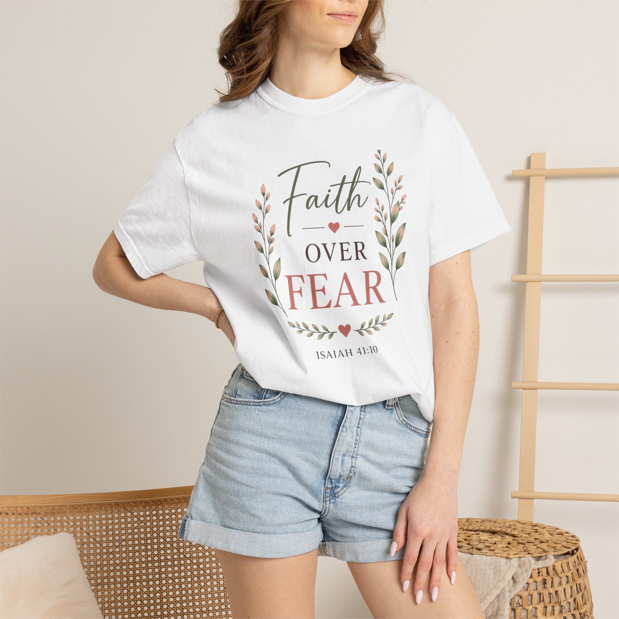 Faith Over Fear Comfort Colors® 1717 Christian T-Shirt | Isaiah 41:10