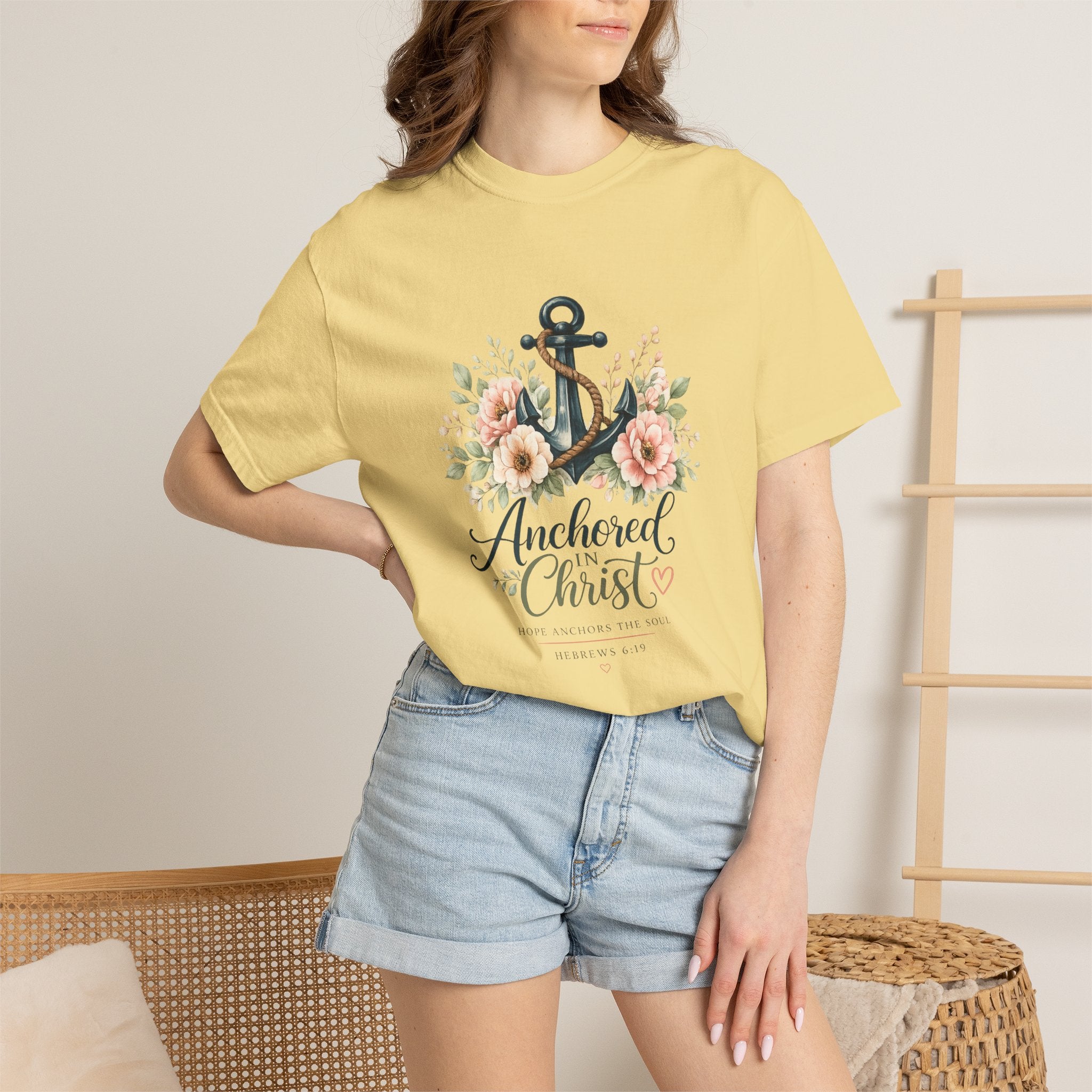 Anchored in Christ Comfort Colors® 1717 Christian T-Shirt | Hebrews 6:19