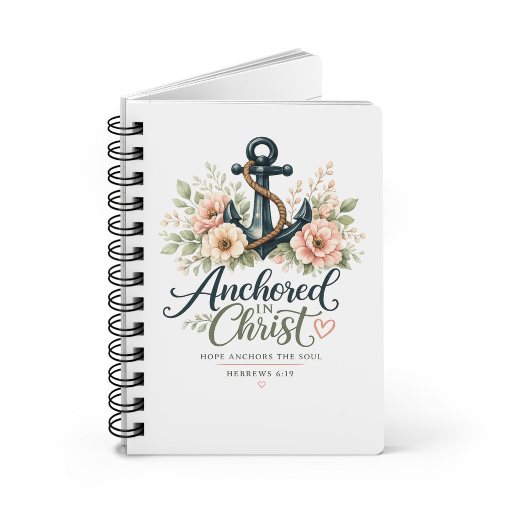 Anchored in Christ Christian Spiral Notebook | Hebrews 6:19 Faith Journal | Bible Study Notebook | Prayer Journal | Christian Gift for Women
