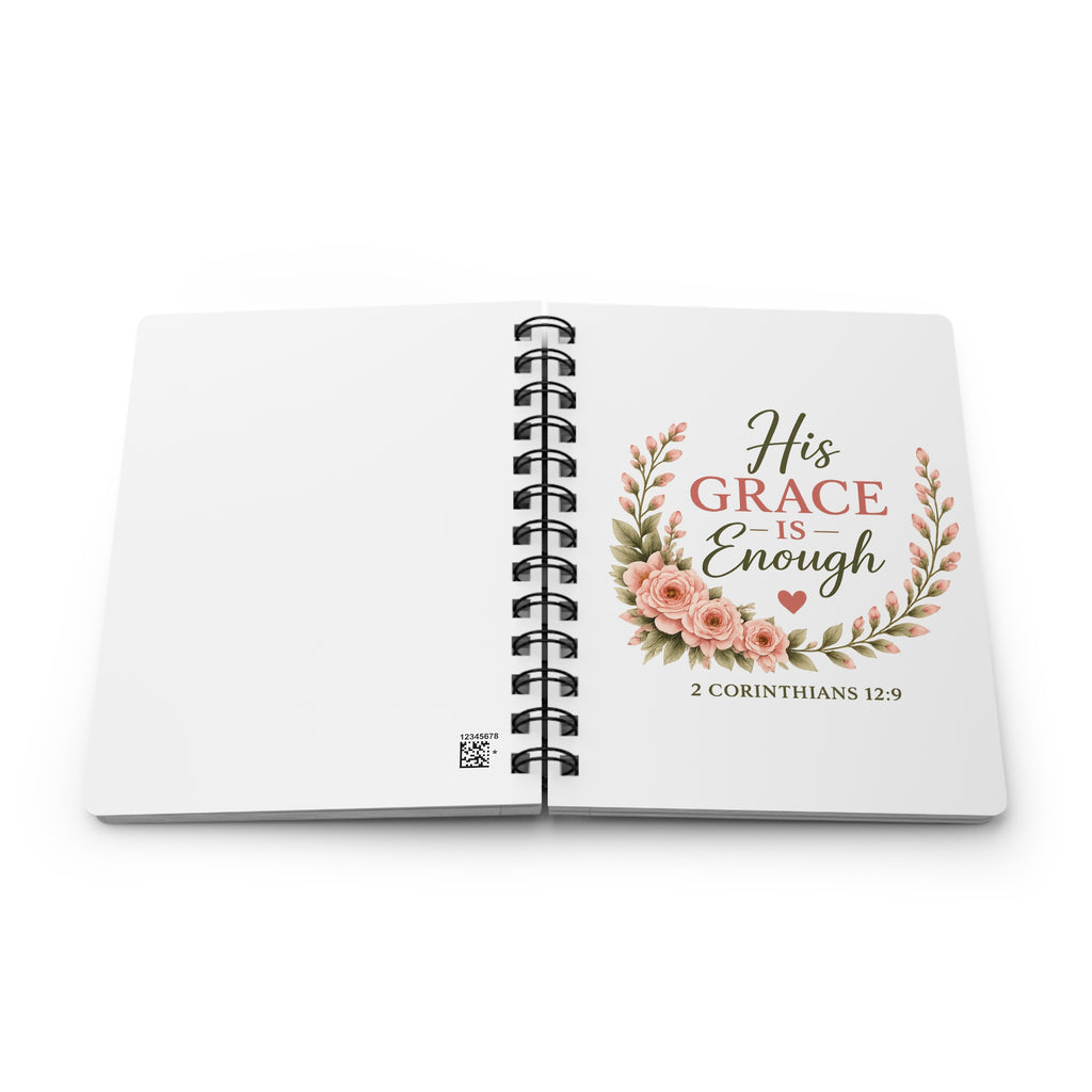 His Grace Is Enough Christian Spiral Notebook | 2 Corinthians 12:9 Prayer Journal | Bible Study Notebook | Faith Journal for Women | Christian Gift