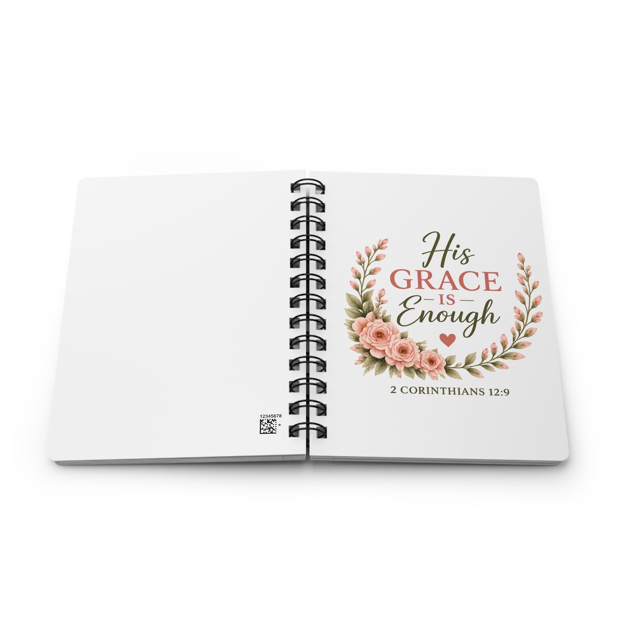 His Grace Is Enough Christian Spiral Notebook | 2 Corinthians 12:9 Prayer Journal | Bible Study Notebook | Faith Journal for Women | Christian Gift