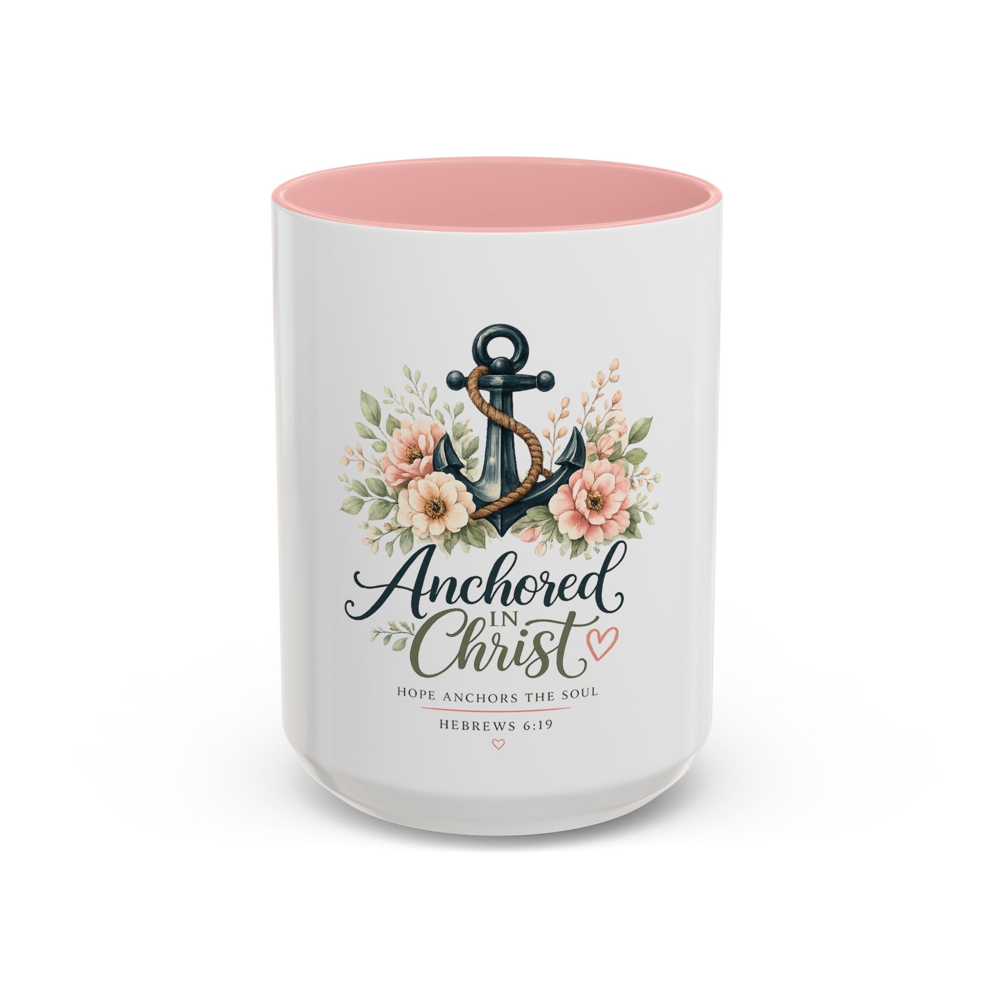Anchored in Christ Christian Accent Coffee Mug | Hebrews 6:19 Bible Verse Mug | Faith-Based Coffee Cup | Christian Gift for Women & Men | 11oz & 15oz
