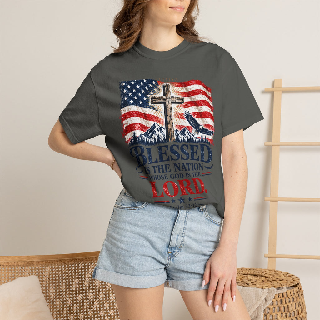 Blessed Is the Nation – Psalm 33:12 Patriotic Christian T-Shirt