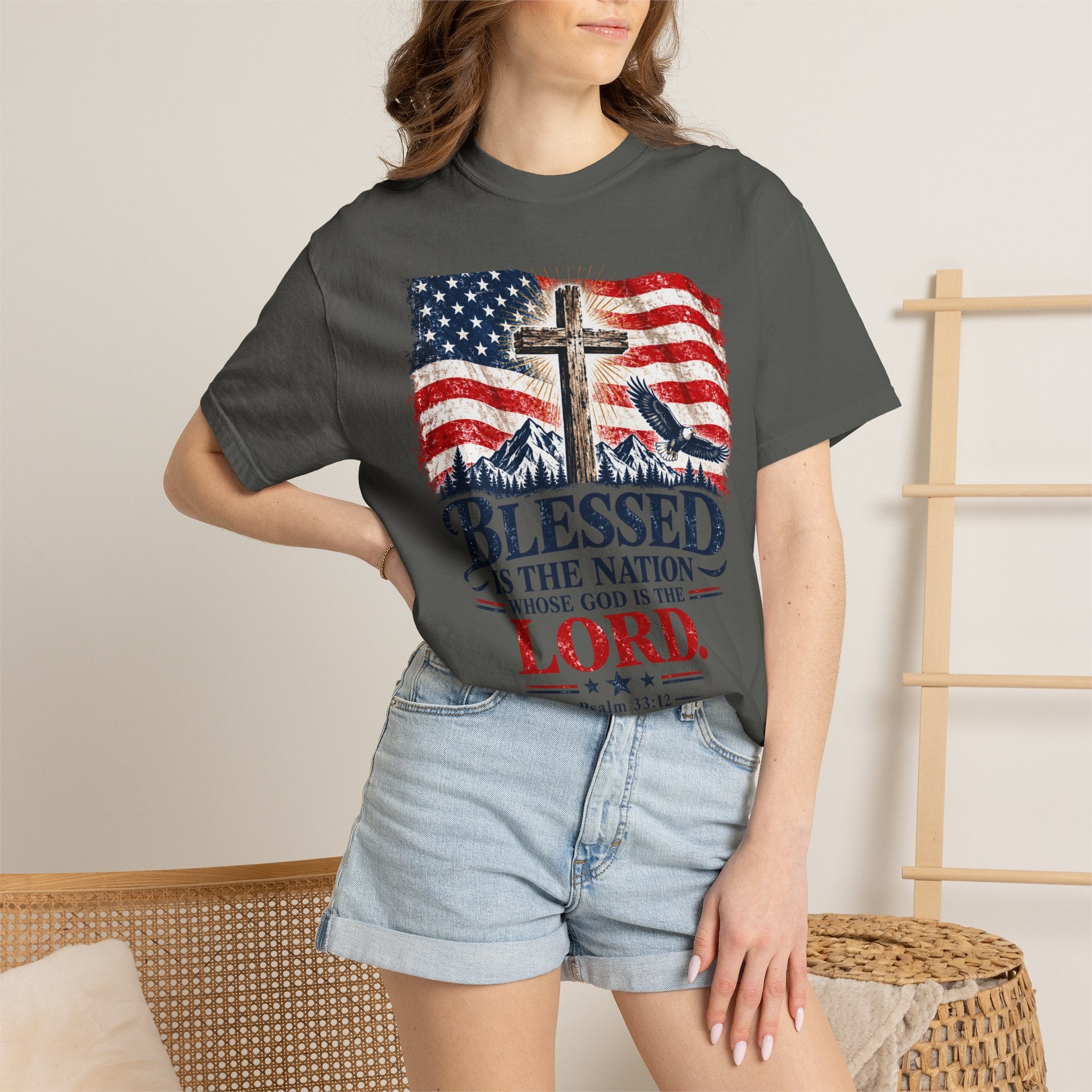 Blessed Is the Nation – Psalm 33:12 Patriotic Christian T-Shirt