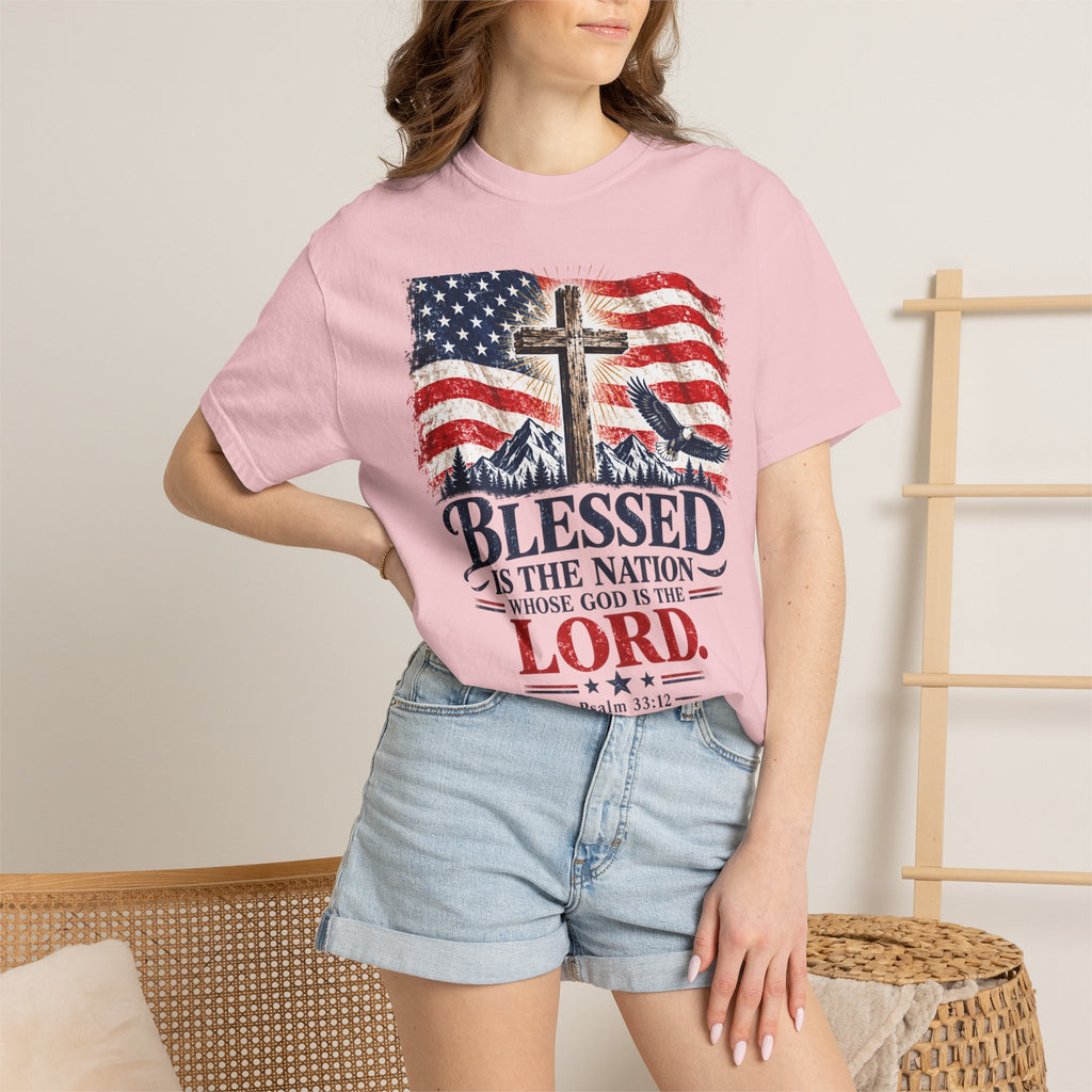 Blessed Is the Nation – Psalm 33:12 Patriotic Christian T-Shirt