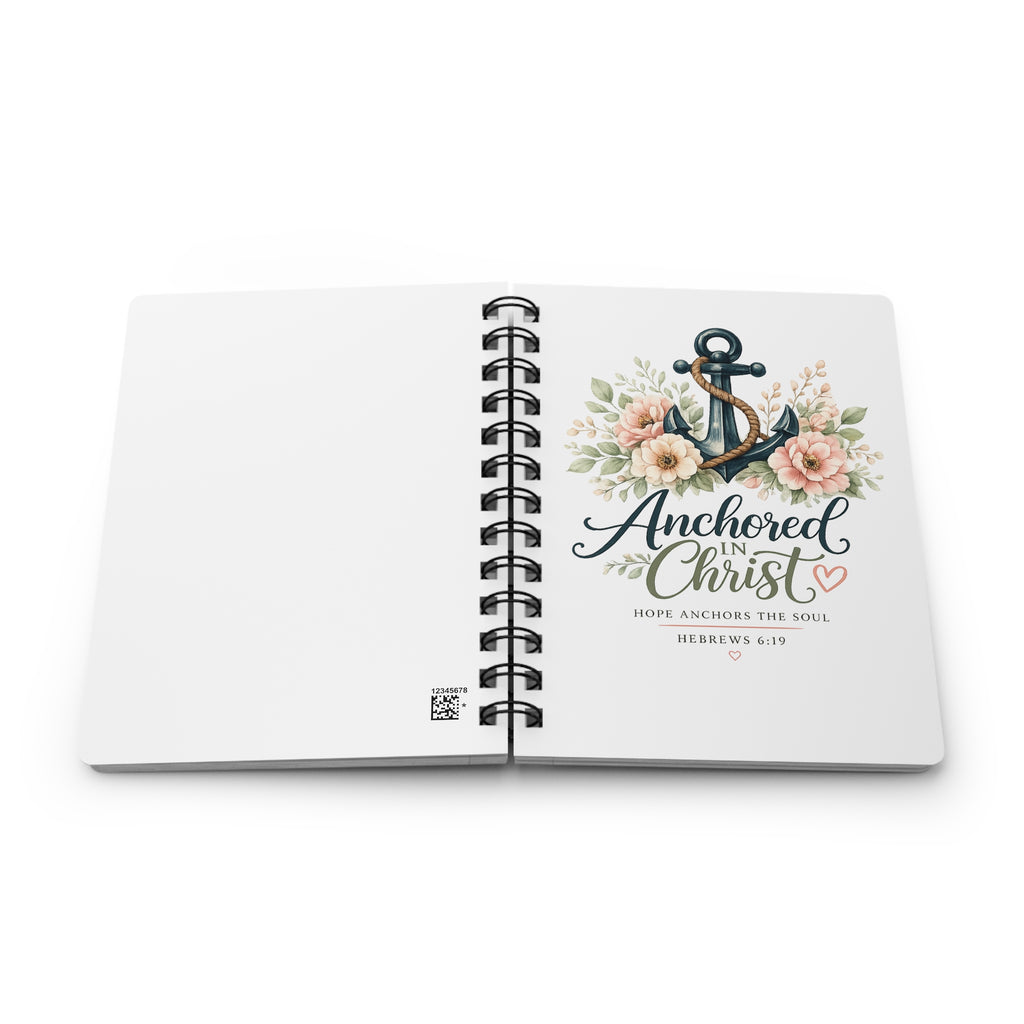 Anchored in Christ Christian Spiral Notebook | Hebrews 6:19 Faith Journal | Bible Study Notebook | Prayer Journal | Christian Gift for Women