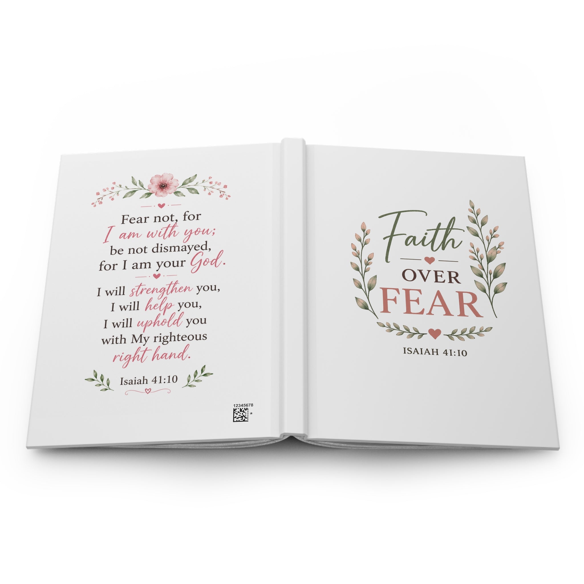 Faith Over Fear Hardcover Journal | Isaiah 41:10 Christian Prayer Journal | Bible Study Notebook | Inspirational Faith Gift for Women