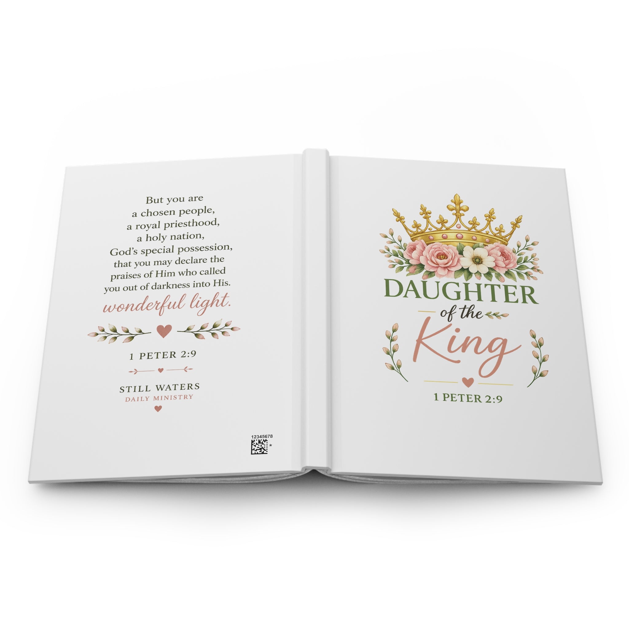 Daughter of the King Hardcover Journal | Christian Journal for Women | Bible Study Notebook | Prayer Journal | 1 Peter 2:9 | Faith Gift