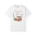 Morning Coffee with God Christian T-Shirt | Faith-Based Graphic Tee | Psalm 5:3 Inspirational Shirt | Bible Study Shirt | Christian Gift for Women