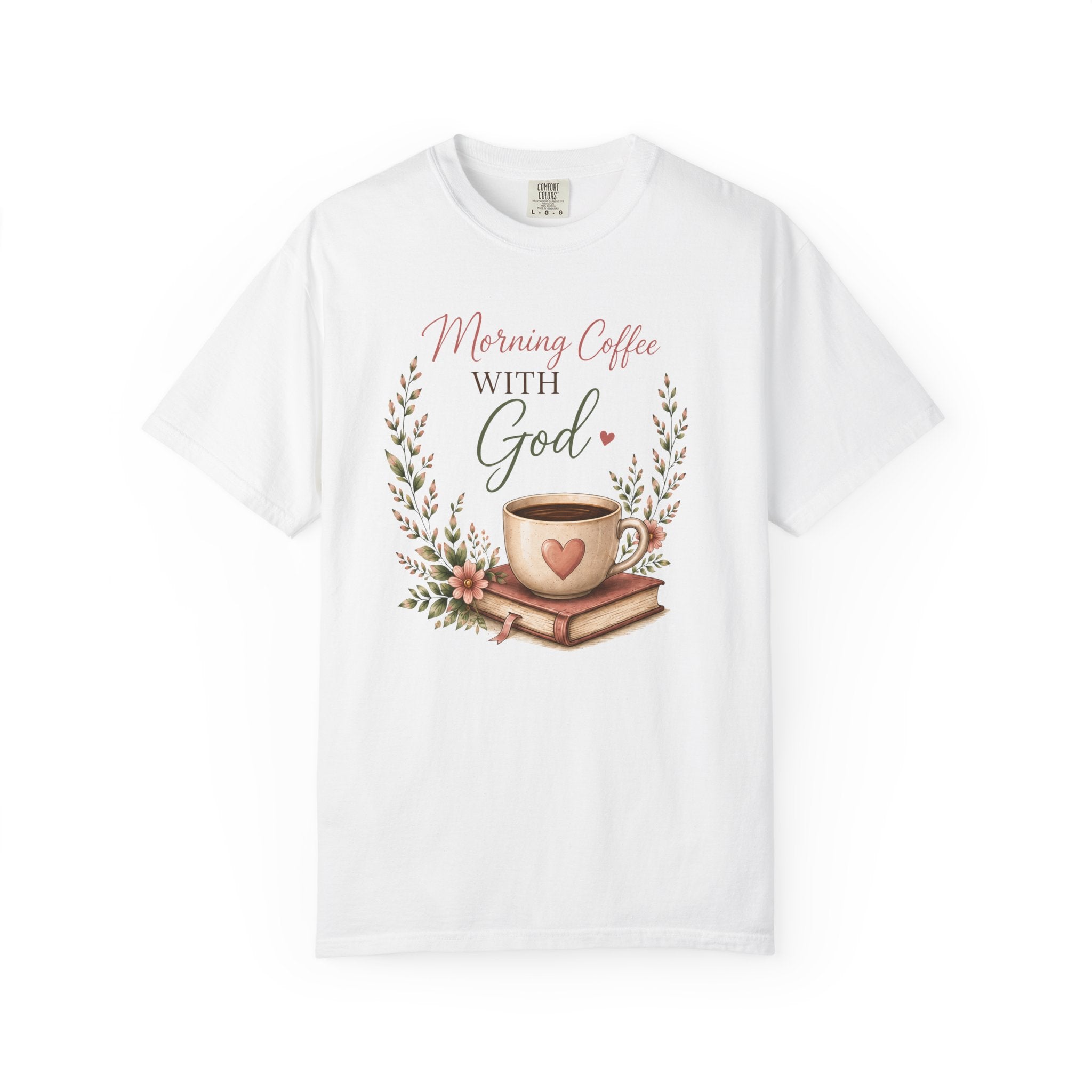 Morning Coffee with God Christian T-Shirt | Faith-Based Graphic Tee | Psalm 5:3 Inspirational Shirt | Bible Study Shirt | Christian Gift for Women
