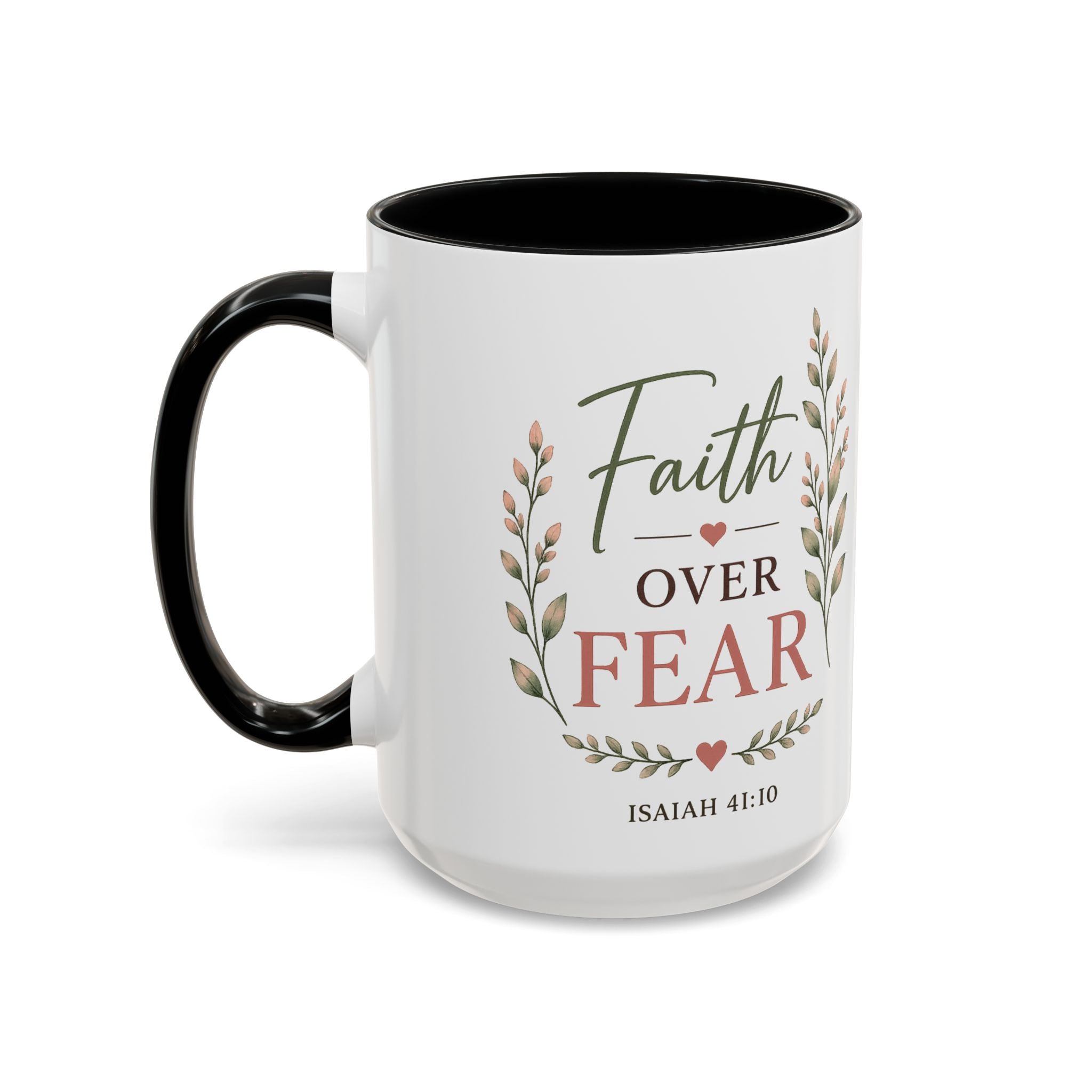 Faith Over Fear Christian Coffee Mug | Isaiah 41:10 Scripture Mug | Inspirational Bible Verse Mug | Christian Gift for Women | Prayer Coffee Cup